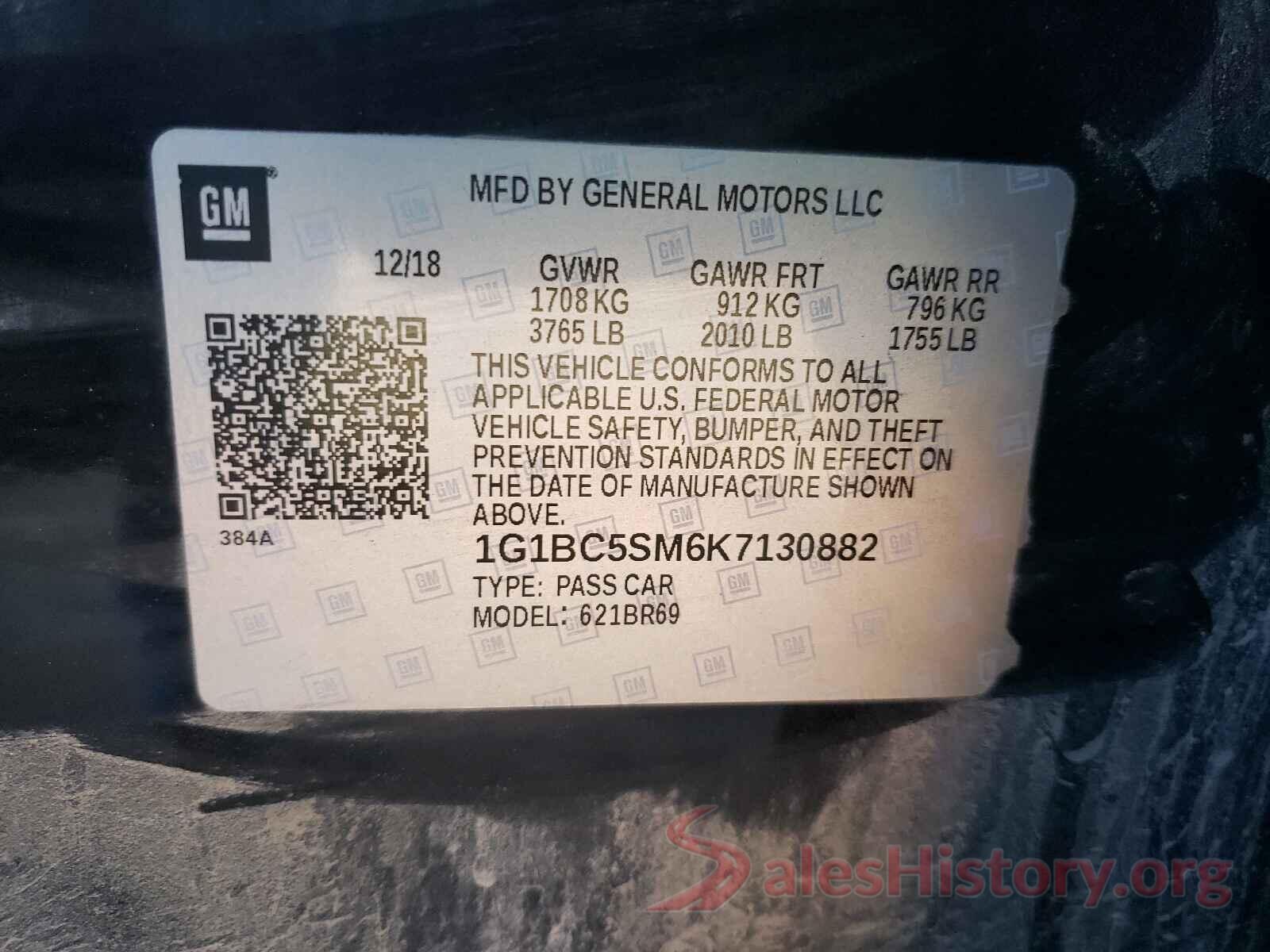 1G1BC5SM6K7130882 2019 CHEVROLET CRUZE