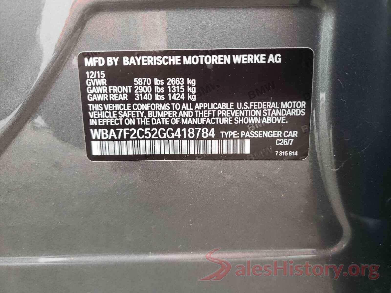 WBA7F2C52GG418784 2016 BMW 7 SERIES