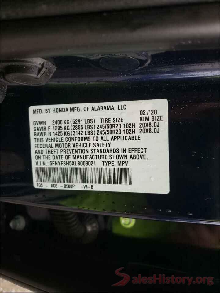 5FNYF8H5XLB009021 2020 HONDA PASSPORT