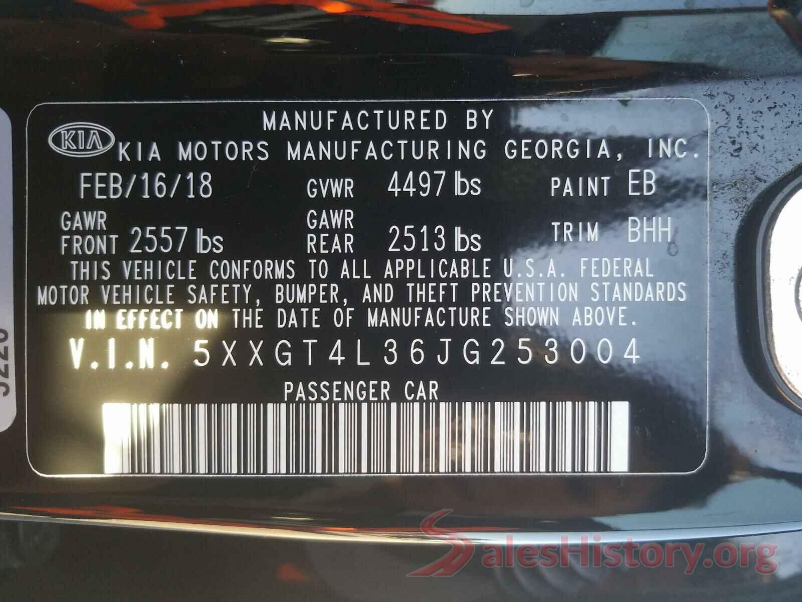 5XXGT4L36JG253004 2018 KIA OPTIMA