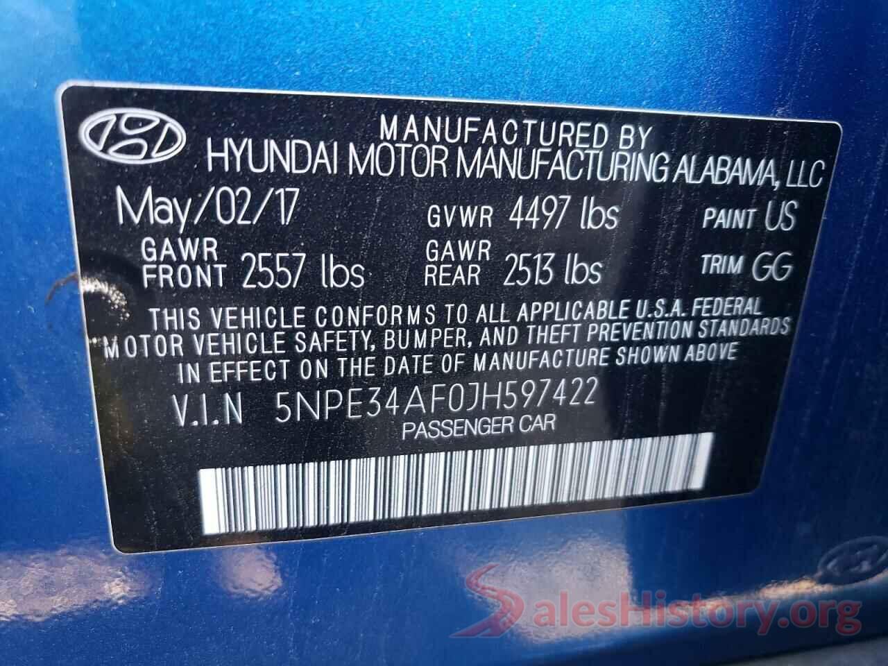 5NPE34AF0JH597422 2018 HYUNDAI SONATA