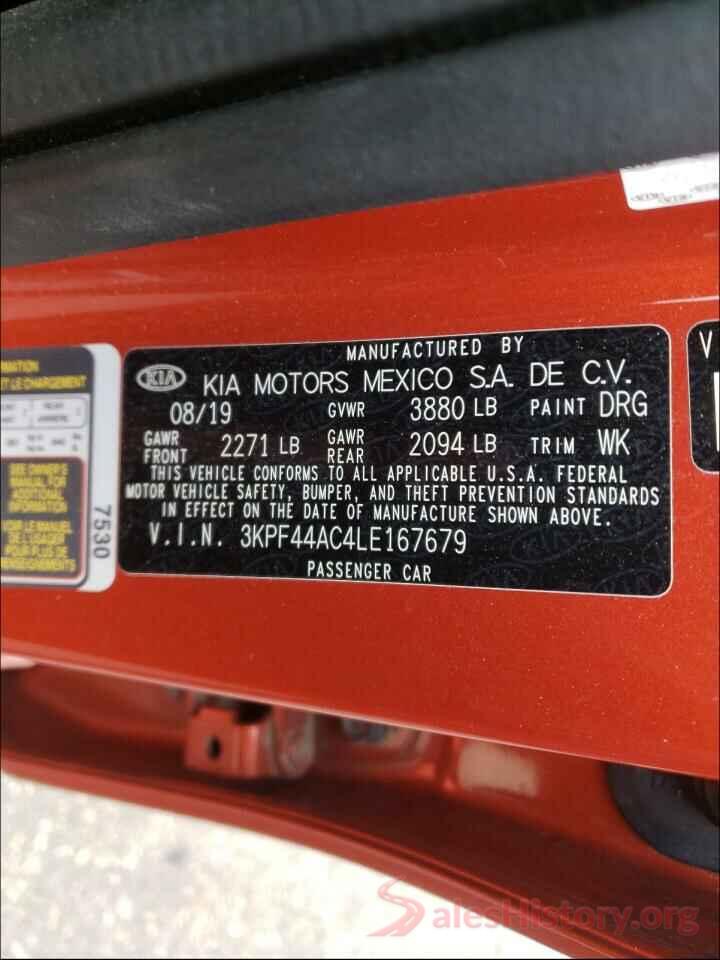 3KPF44AC4LE167679 2020 KIA FORTE