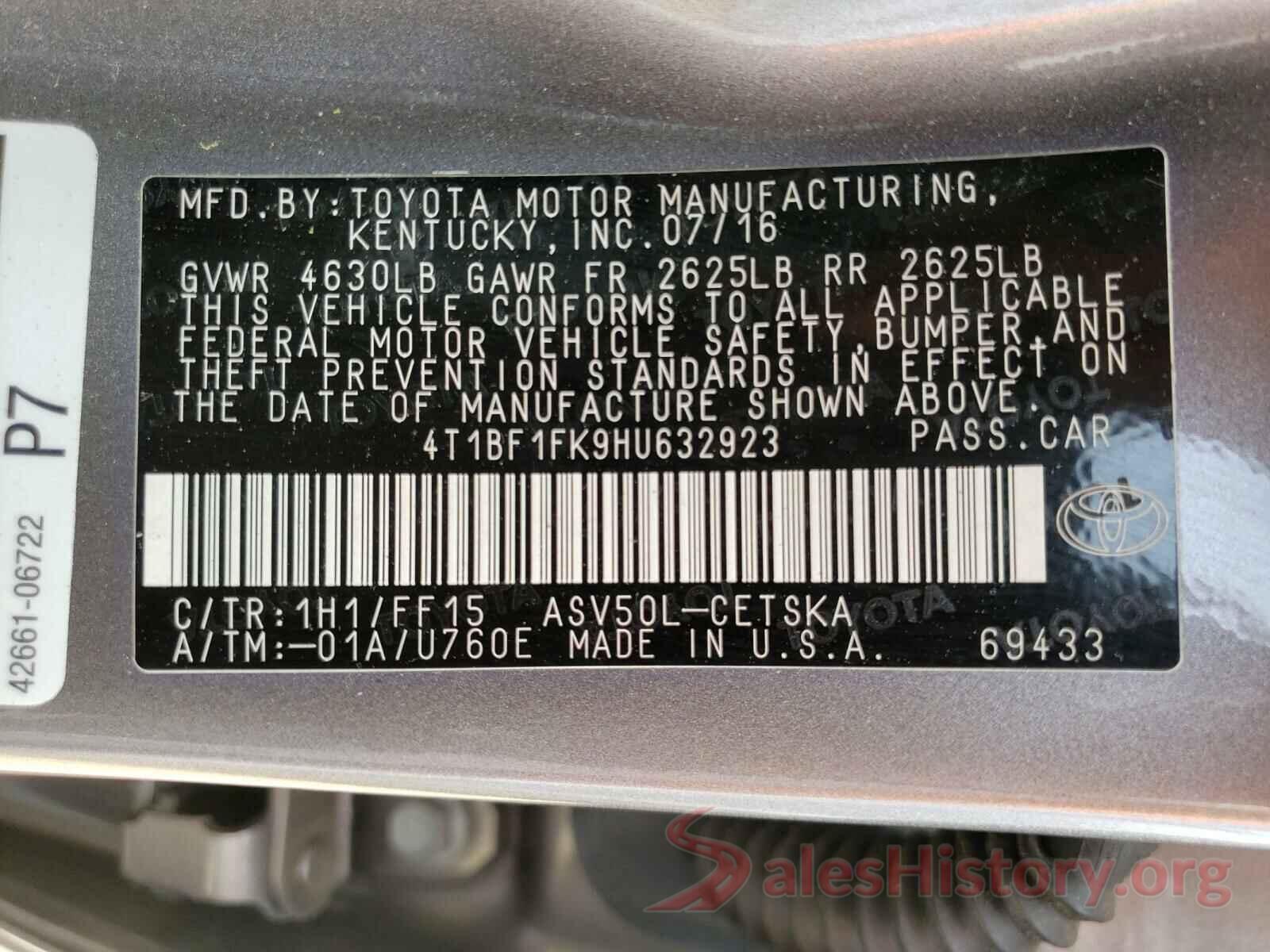 4T1BF1FK9HU632923 2017 TOYOTA CAMRY