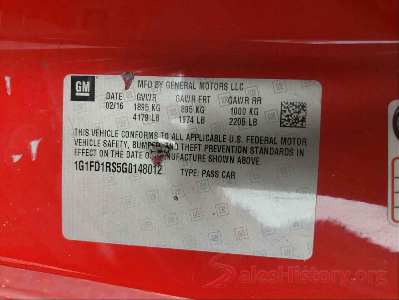 1G1FD1RS5G0148012 2016 CHEVROLET CAMARO