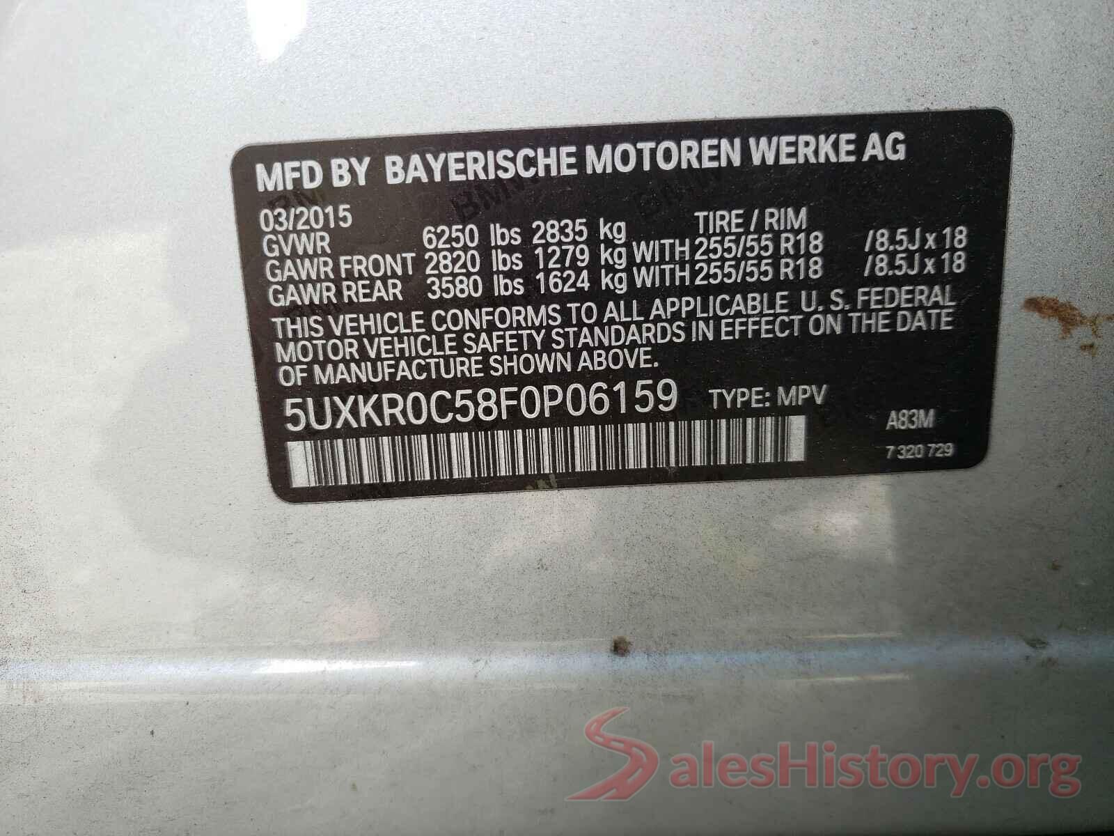 5UXKR0C58F0P06159 2015 BMW X5