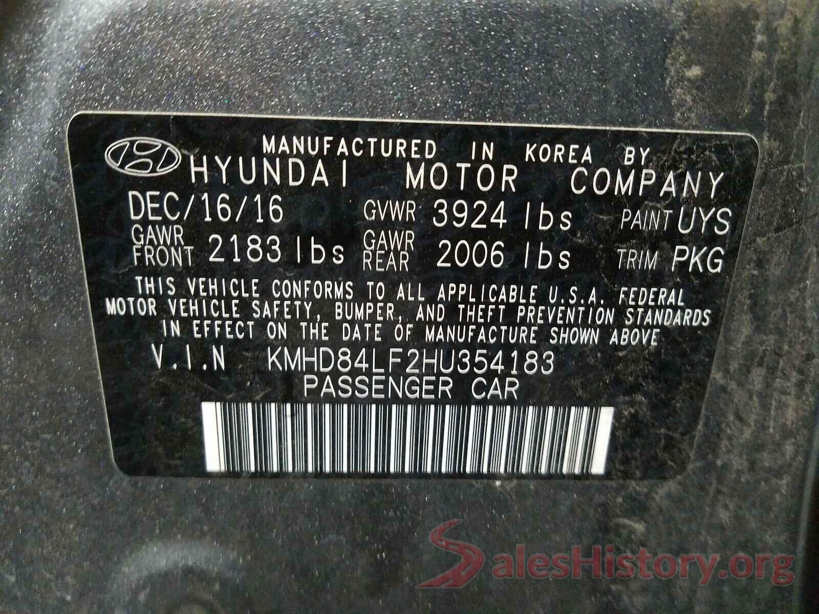 KMHD84LF2HU354183 2017 HYUNDAI ELANTRA