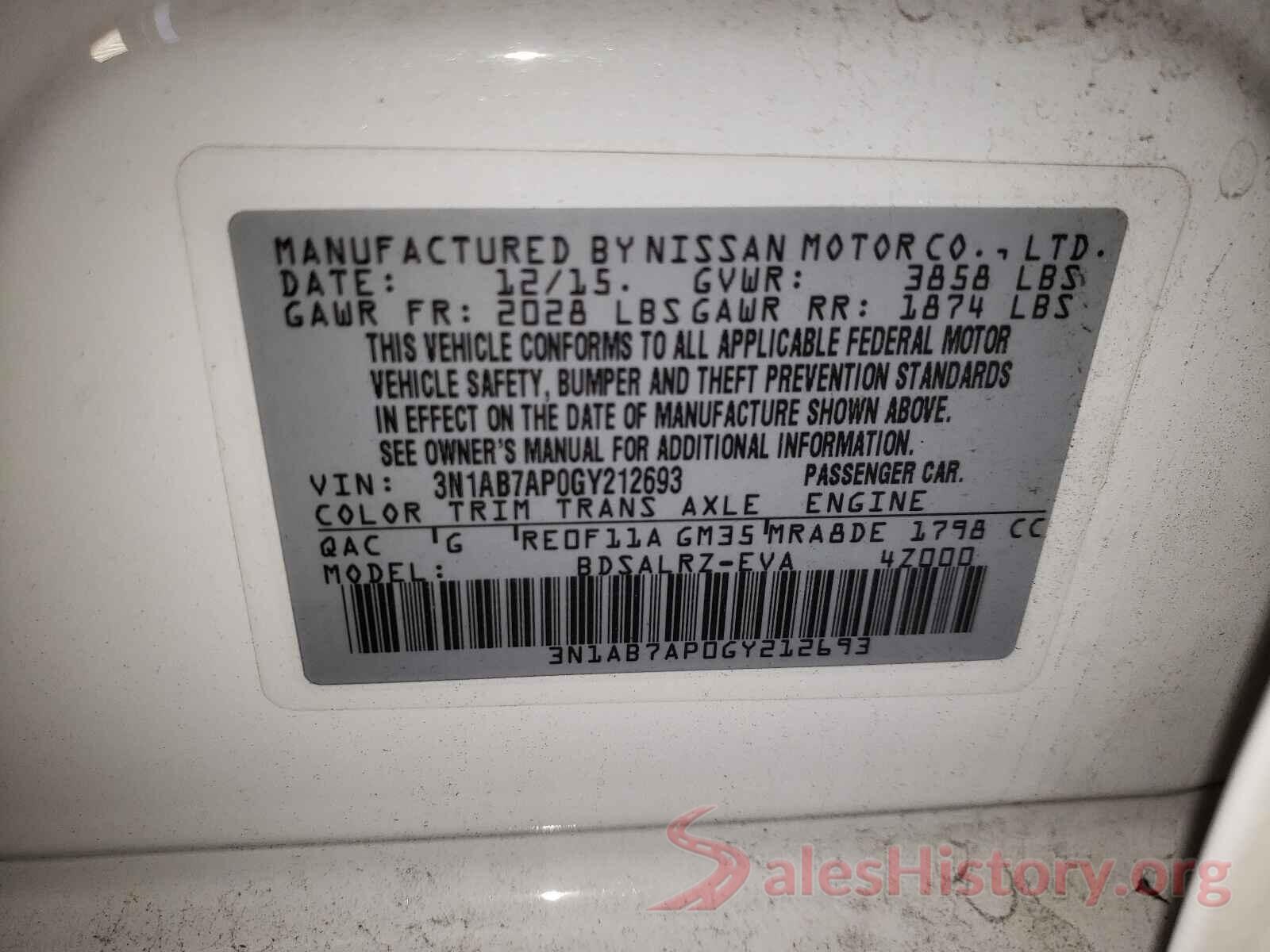 3N1AB7AP0GY212693 2016 NISSAN SENTRA