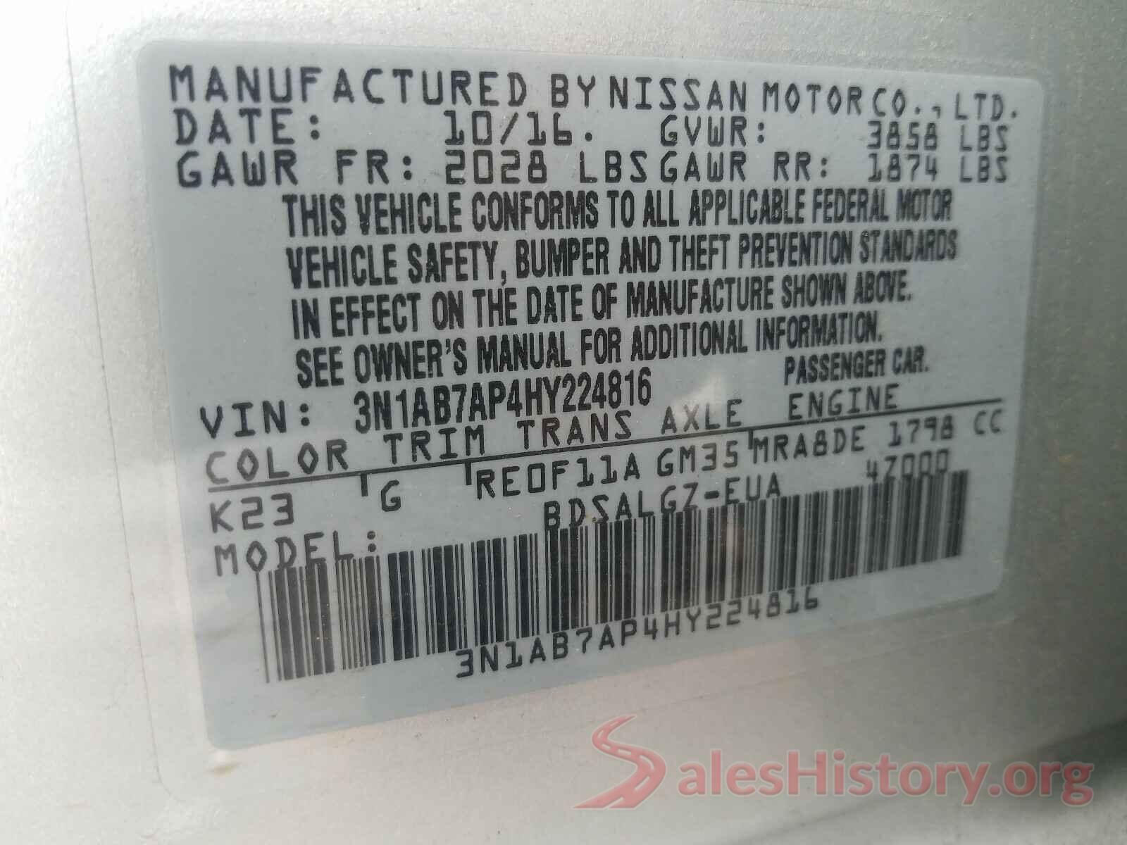 3N1AB7AP4HY224816 2017 NISSAN SENTRA