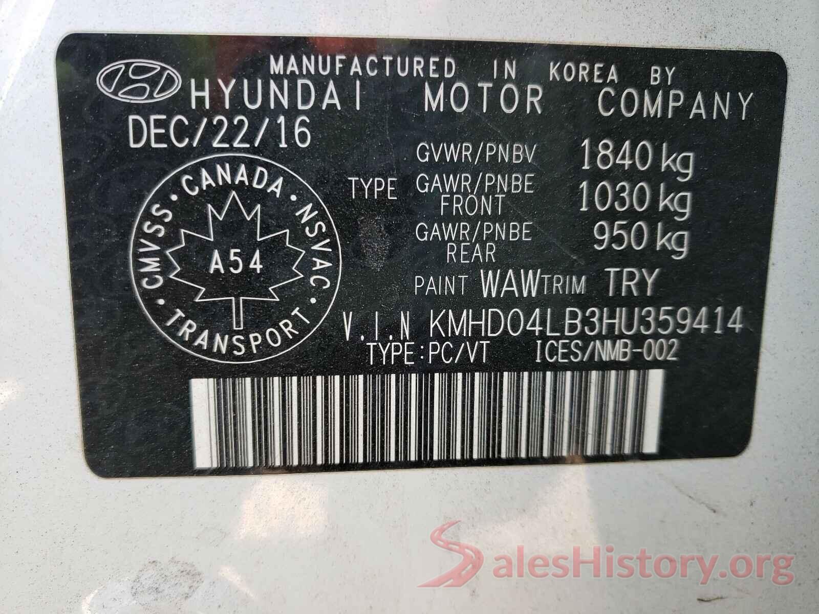 KMHD04LB3HU359414 2017 HYUNDAI ELANTRA