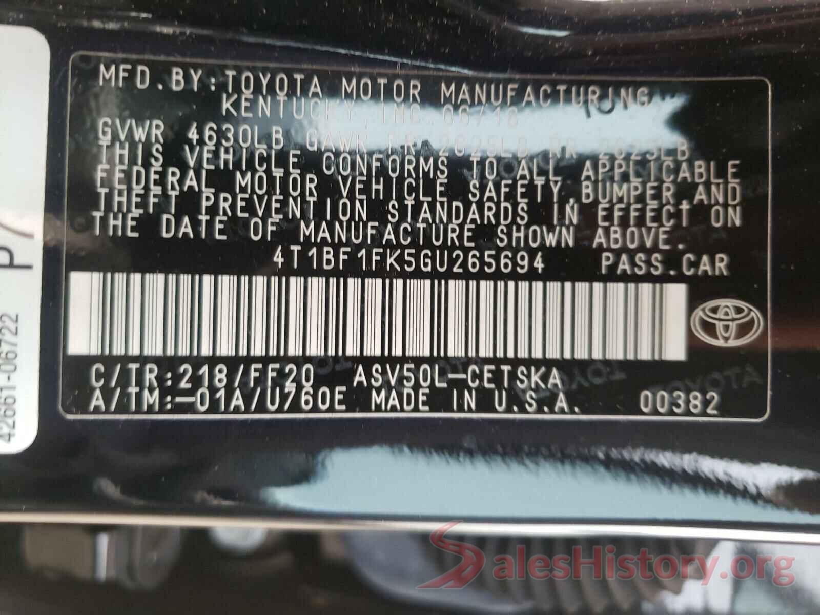 4T1BF1FK5GU265694 2016 TOYOTA CAMRY