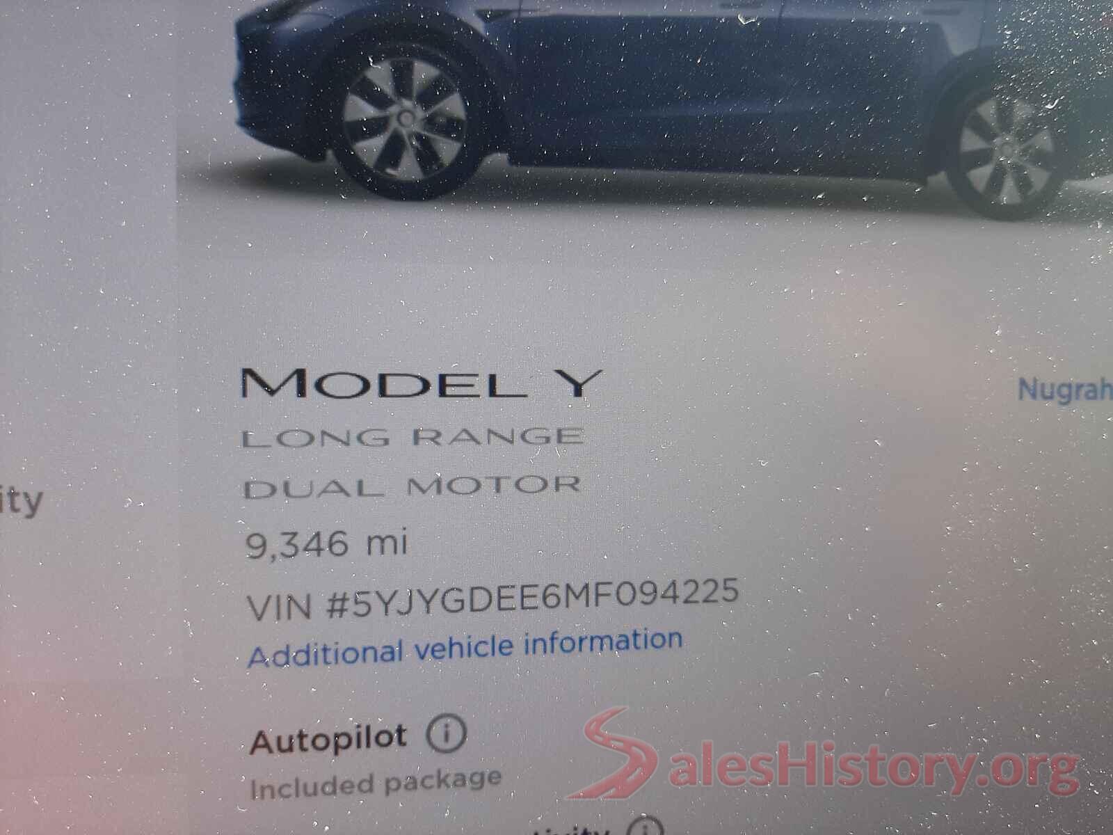 5YJYGDEE6MF094225 2021 TESLA MODEL Y