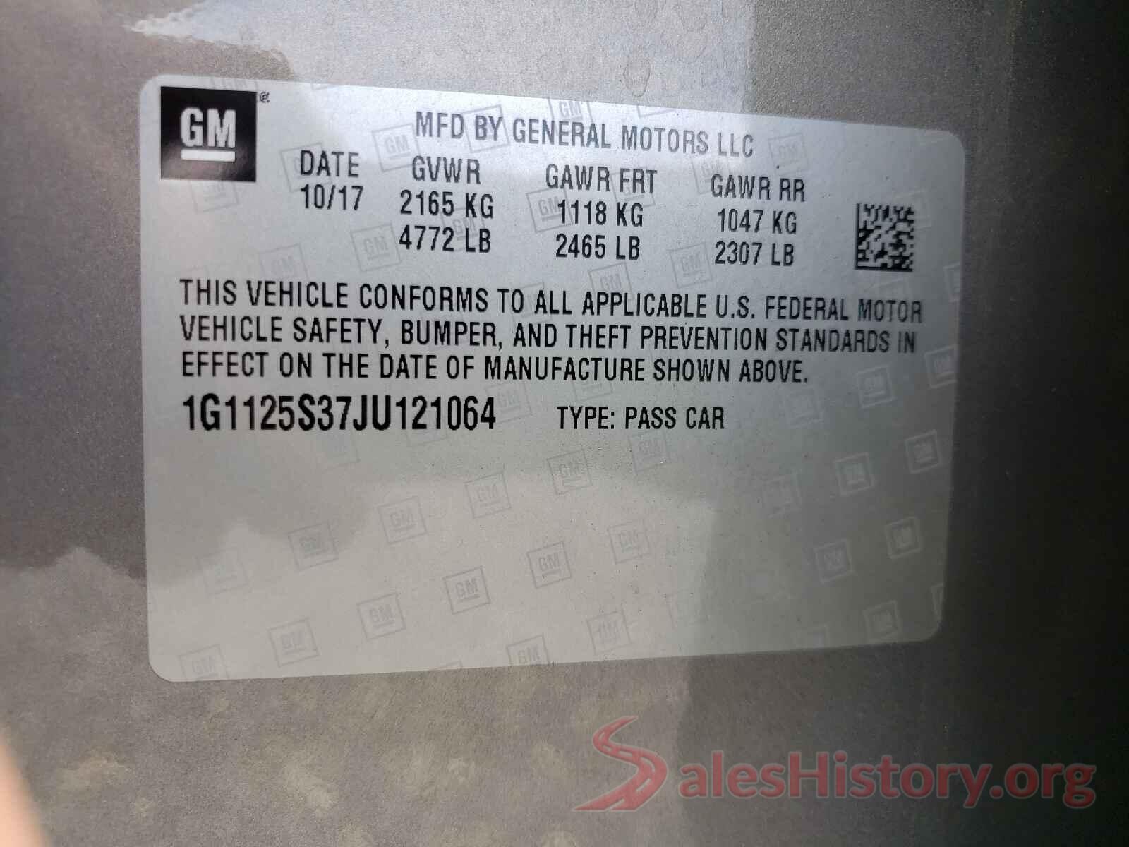 1G1125S37JU121064 2018 CHEVROLET IMPALA