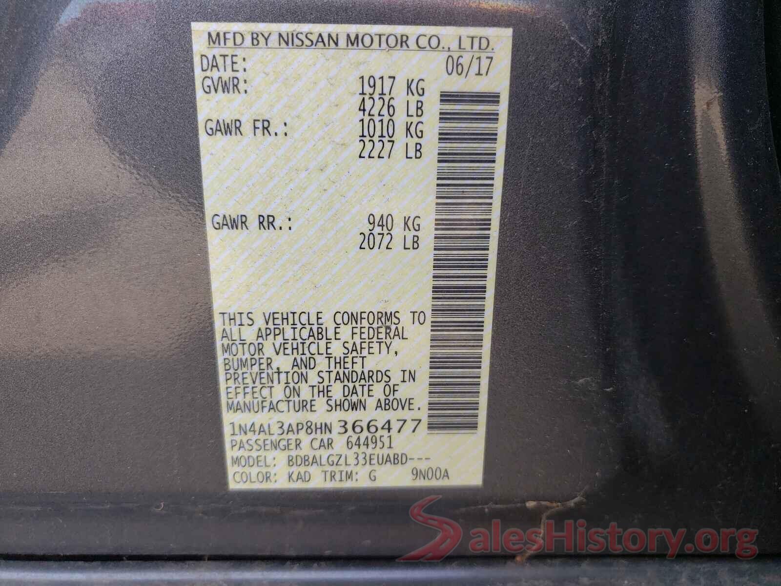 1N4AL3AP8HN366477 2017 NISSAN ALTIMA