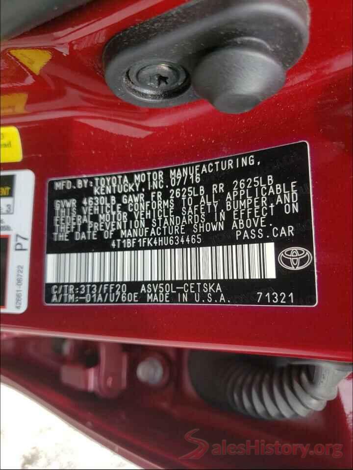 4T1BF1FK4HU634465 2017 TOYOTA CAMRY