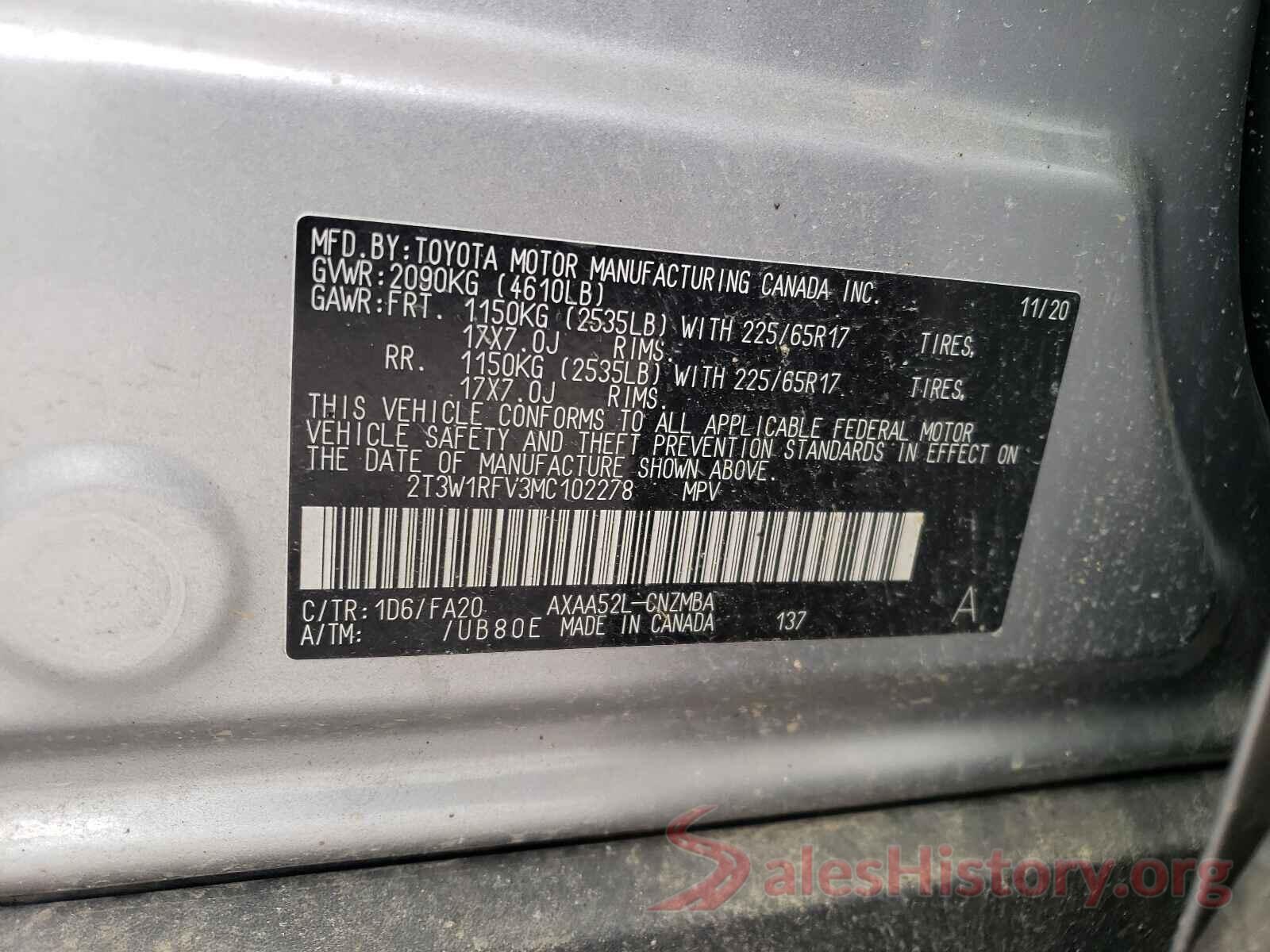 2T3W1RFV3MC102278 2021 TOYOTA RAV4