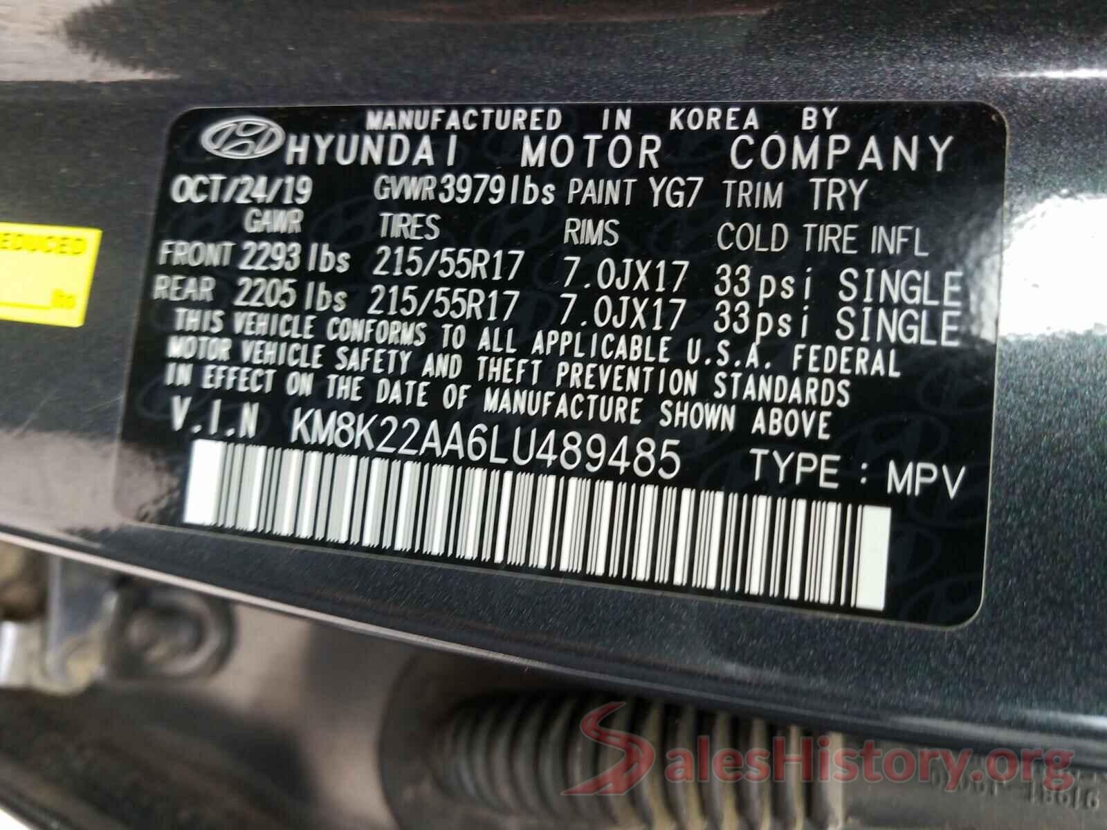 KM8K22AA6LU489485 2020 HYUNDAI KONA