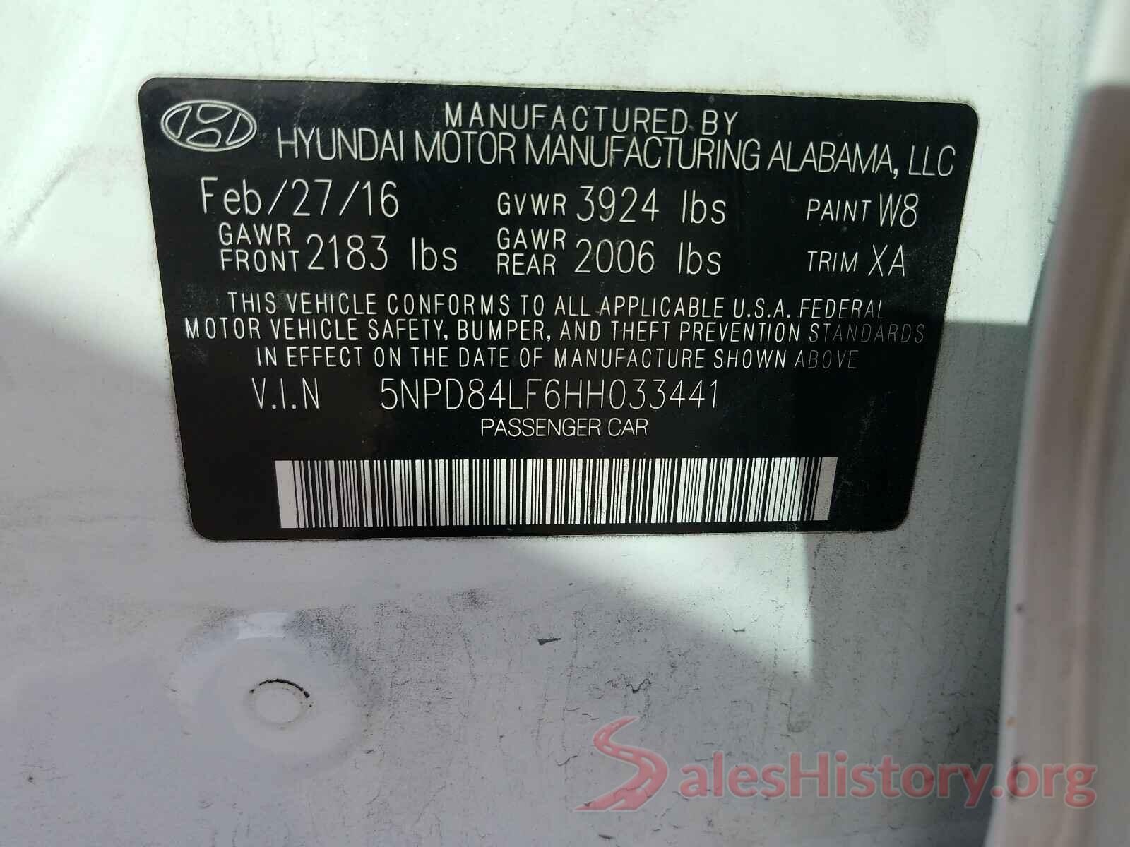 5NPD84LF6HH033441 2017 HYUNDAI ELANTRA