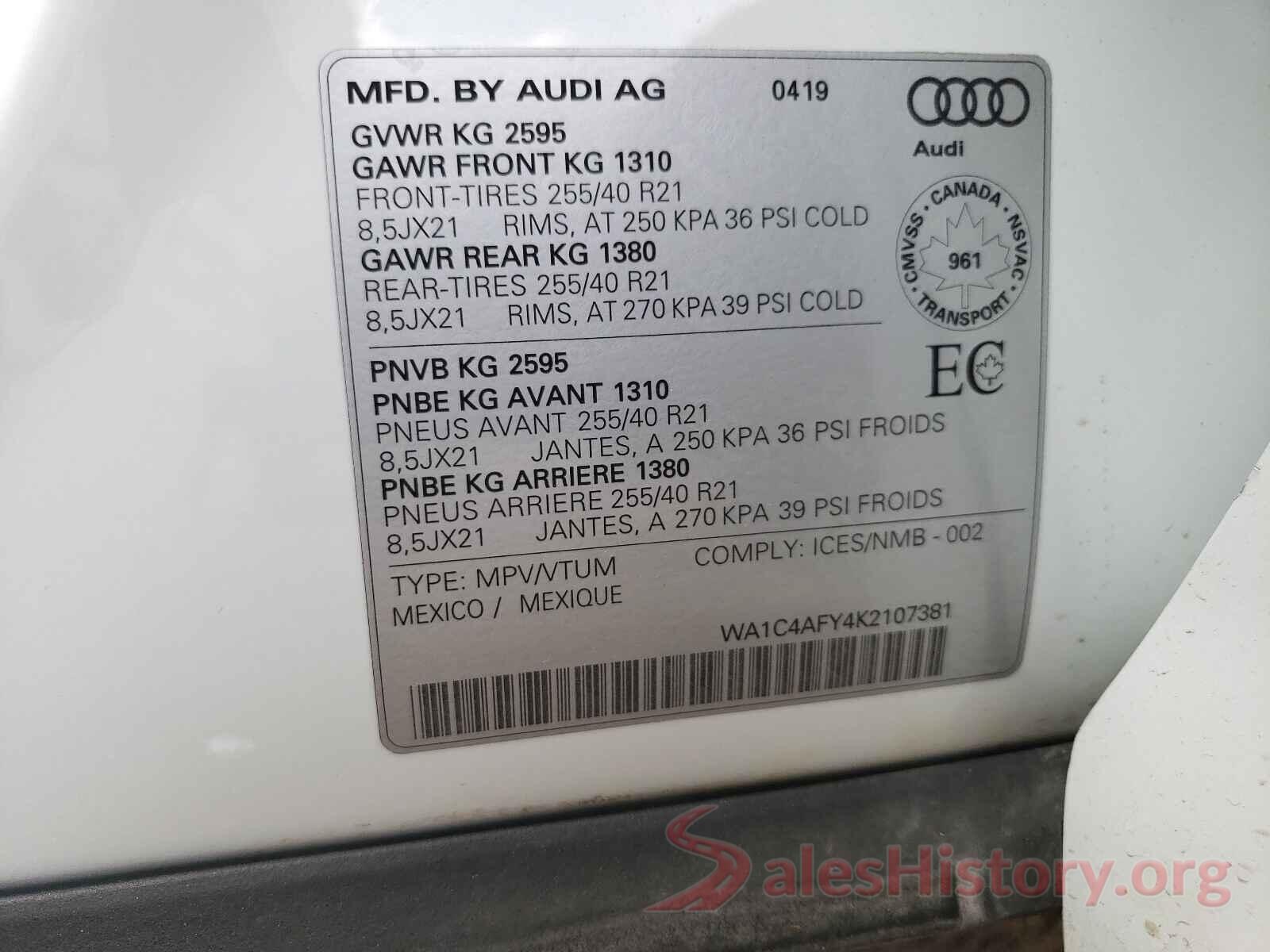 WA1C4AFY4K2107381 2019 AUDI SQ5