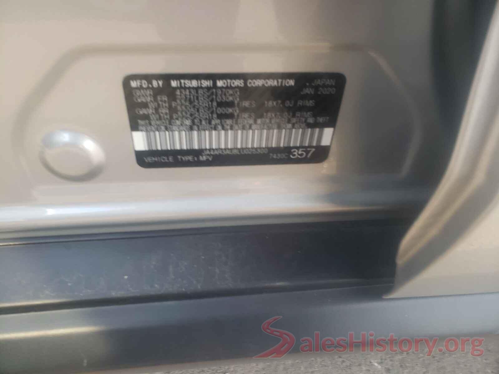 JA4AR3AU8LU025300 2020 MITSUBISHI OUTLANDER