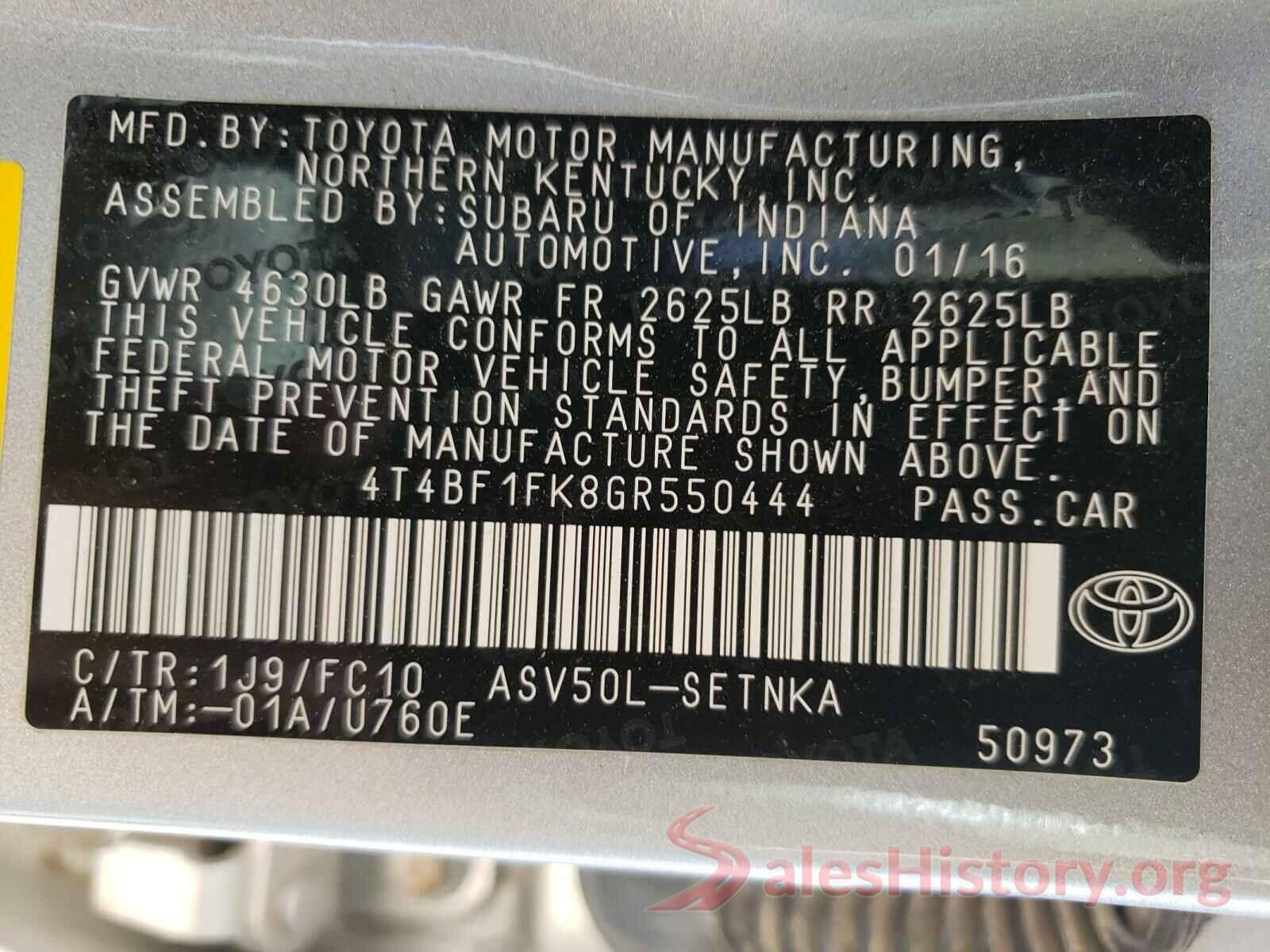 4T4BF1FK8GR550444 2016 TOYOTA CAMRY