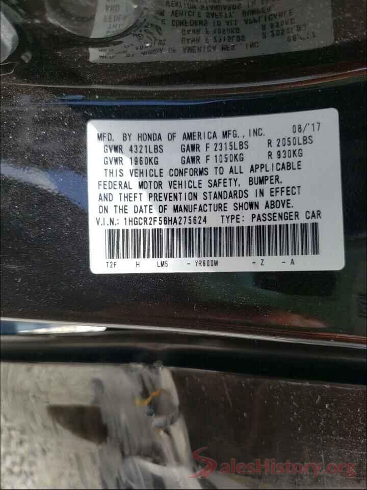 1HGCR2F56HA275624 2017 HONDA ACCORD