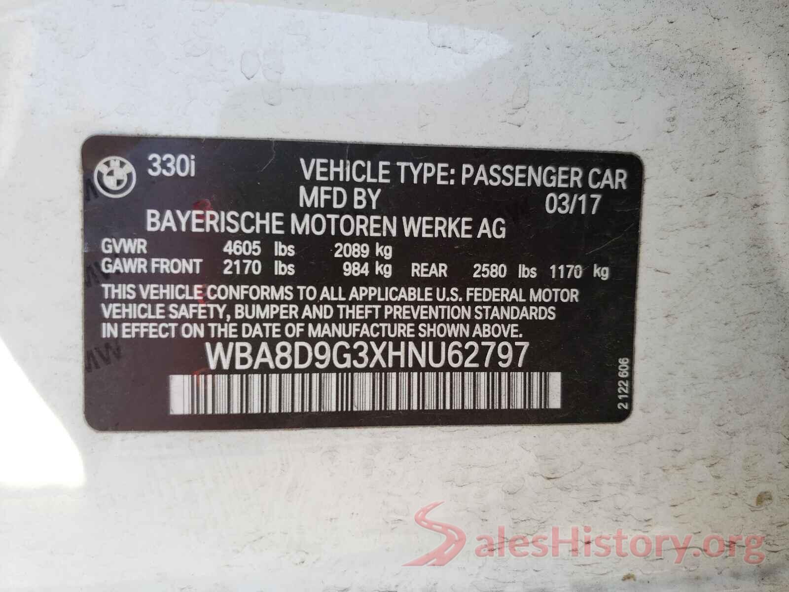 WBA8D9G3XHNU62797 2017 BMW 3 SERIES