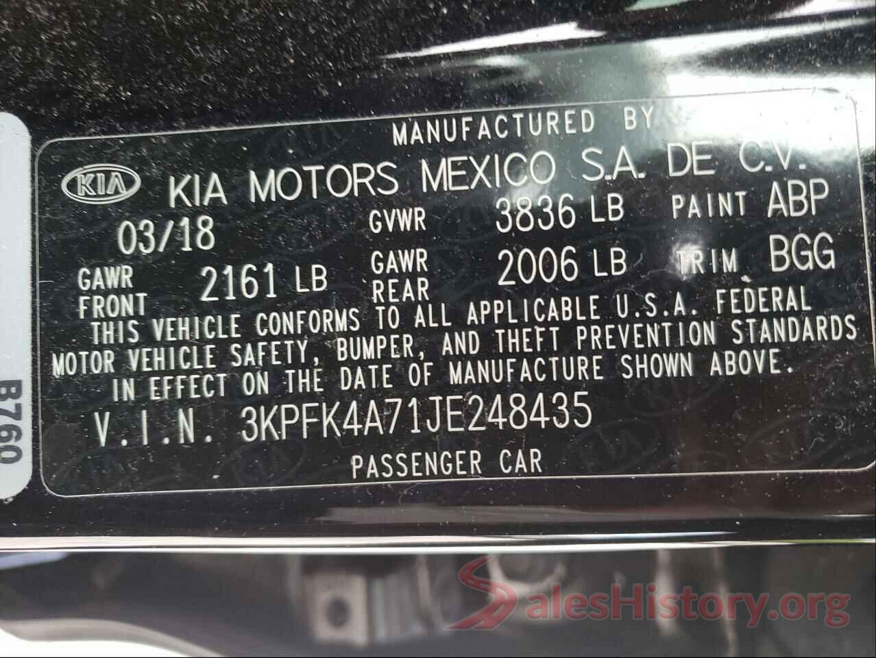 3KPFK4A71JE248435 2018 KIA FORTE