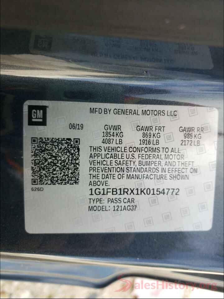 1G1FB1RX1K0154772 2019 CHEVROLET CAMARO