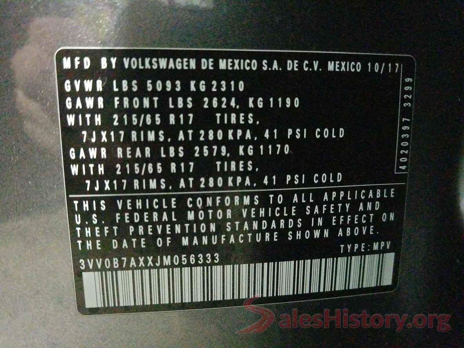 3VV0B7AXXJM056333 2018 VOLKSWAGEN TIGUAN