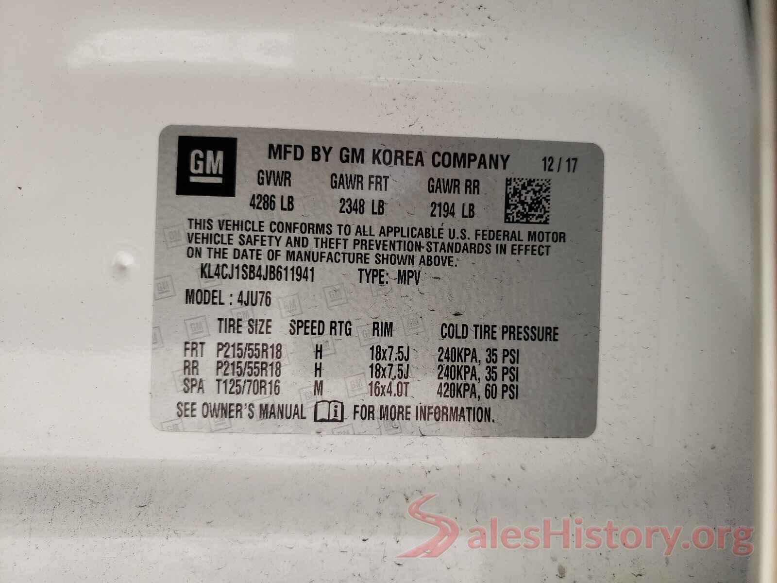 KL4CJ1SB4JB611941 2018 BUICK ENCORE