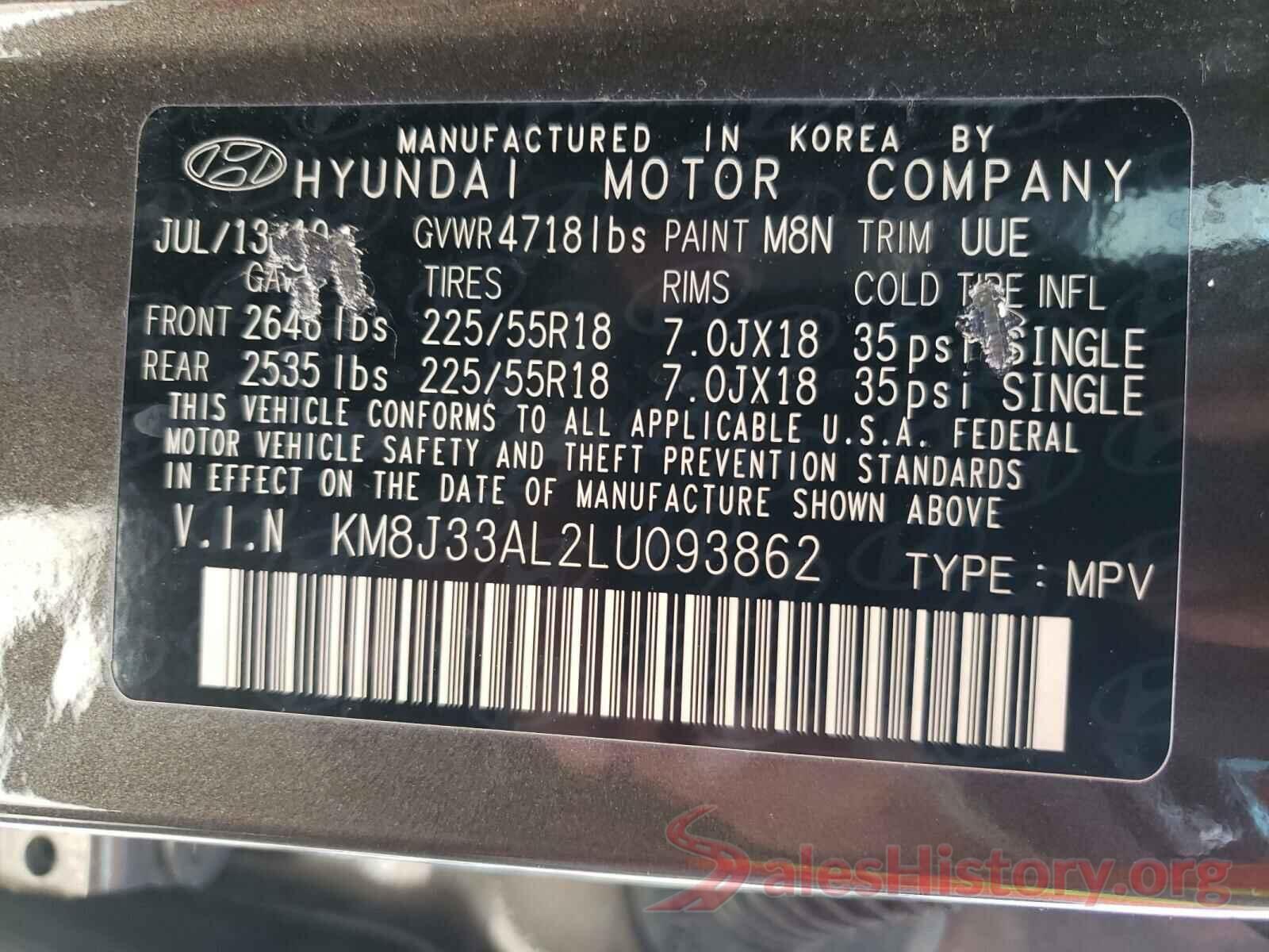 KM8J33AL2LU093862 2020 HYUNDAI TUCSON