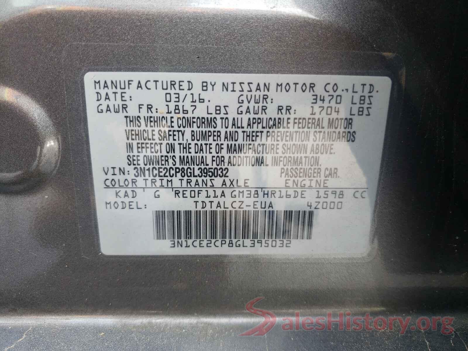 3N1CE2CP8GL395032 2016 NISSAN VERSA