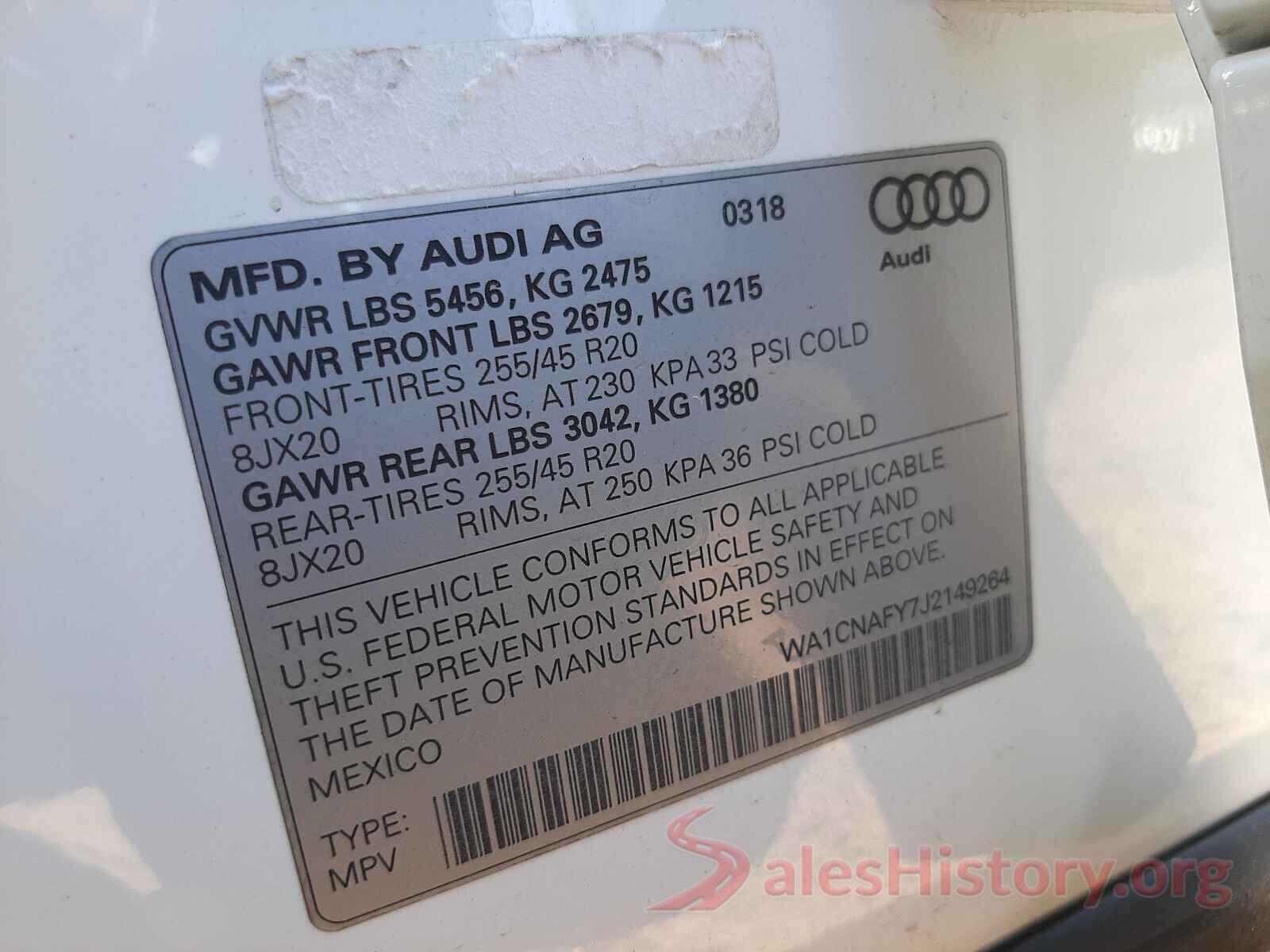 WA1CNAFY7J2149264 2018 AUDI Q5