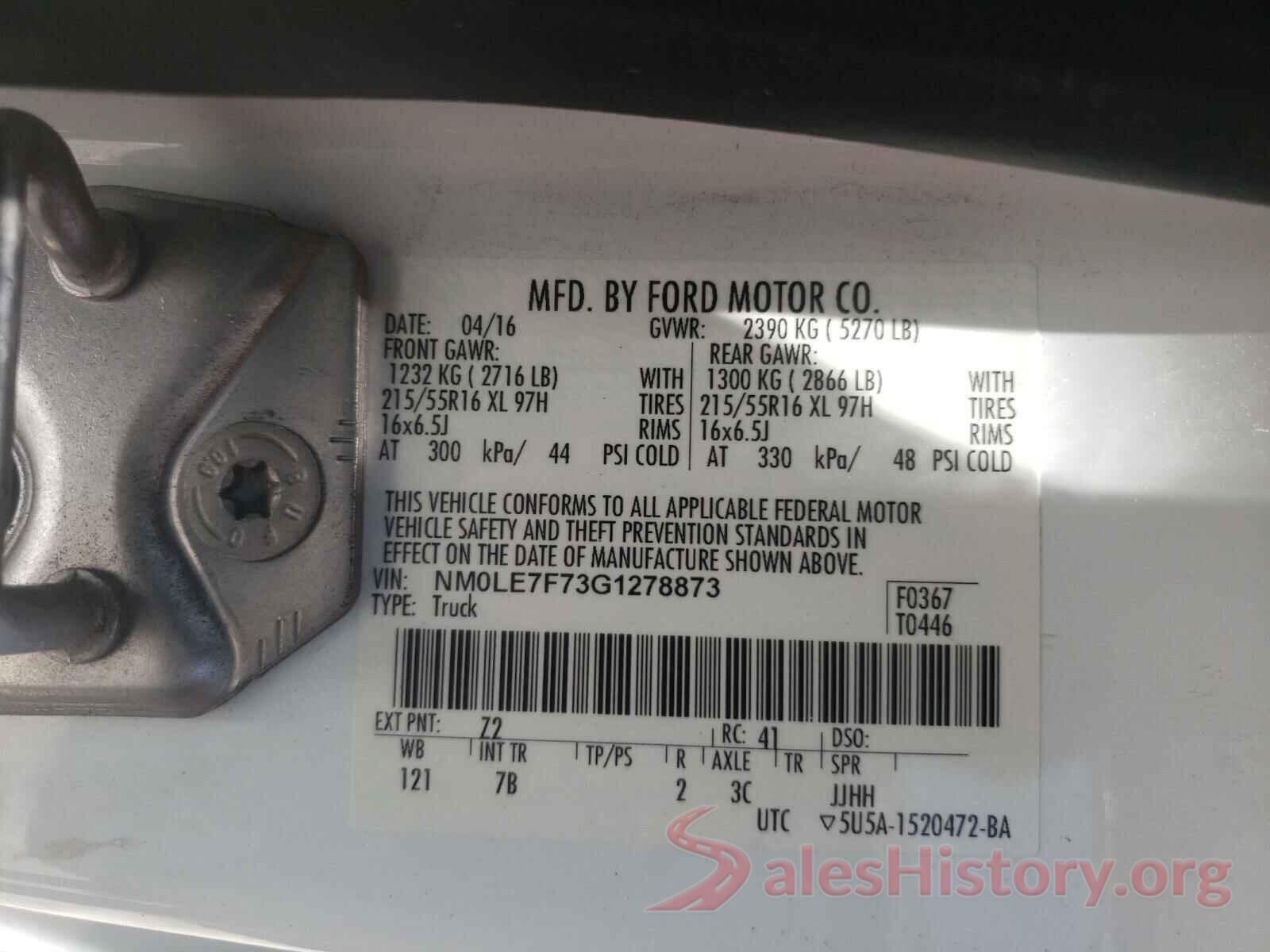 NM0LE7F73G1278873 2016 FORD TRANSIT CO