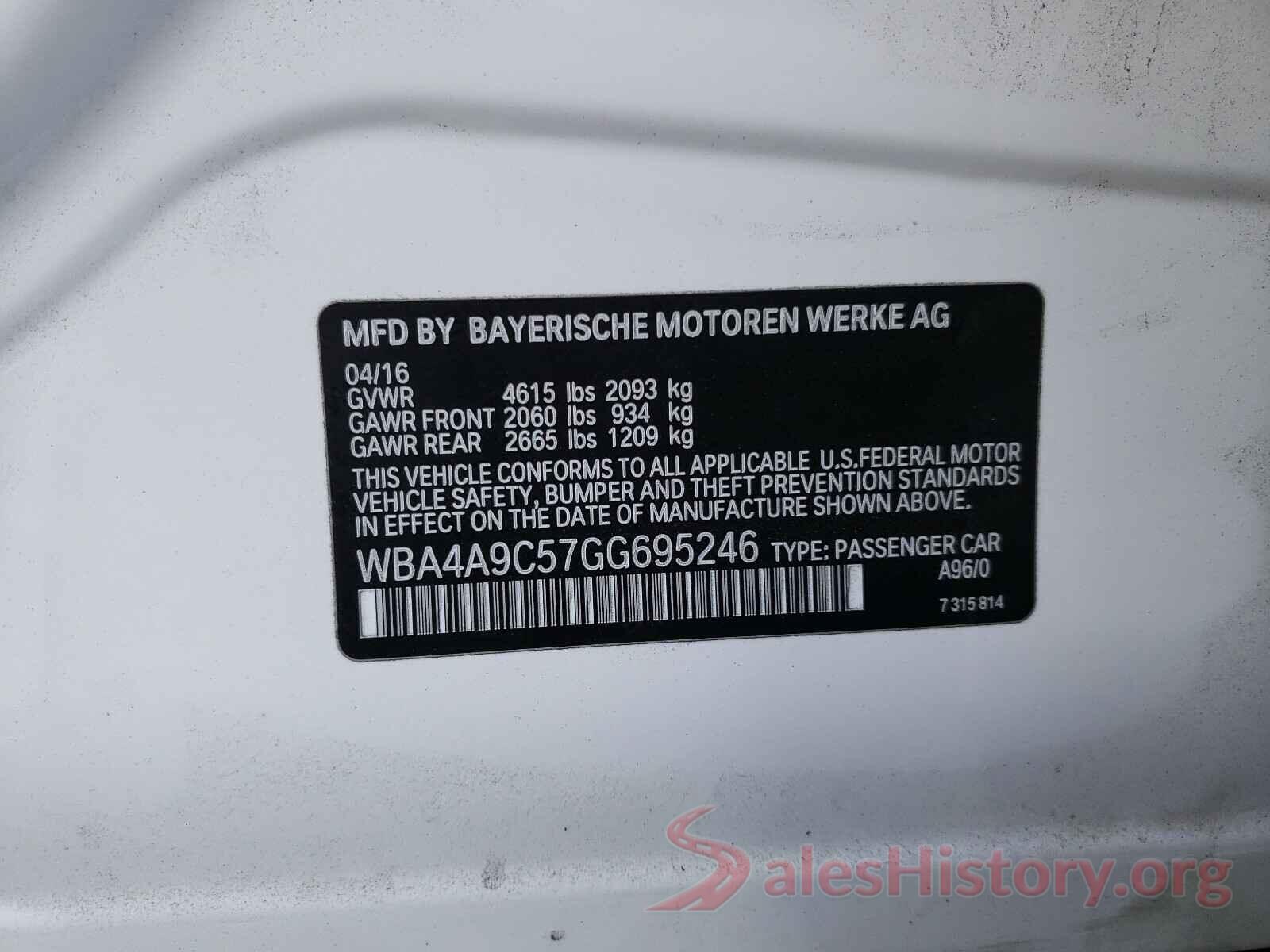 WBA4A9C57GG695246 2016 BMW 4 SERIES