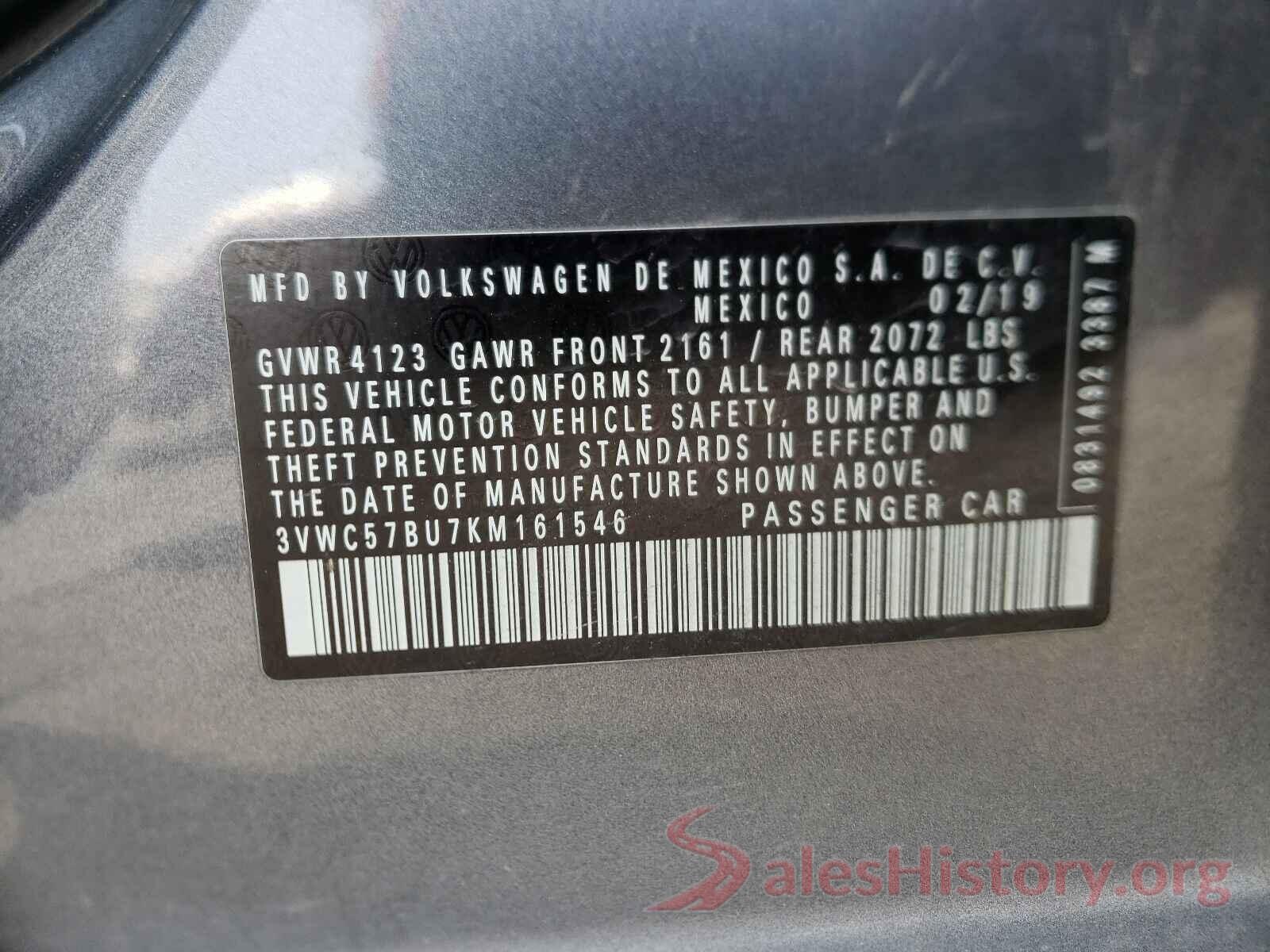 3VWC57BU7KM161546 2019 VOLKSWAGEN JETTA