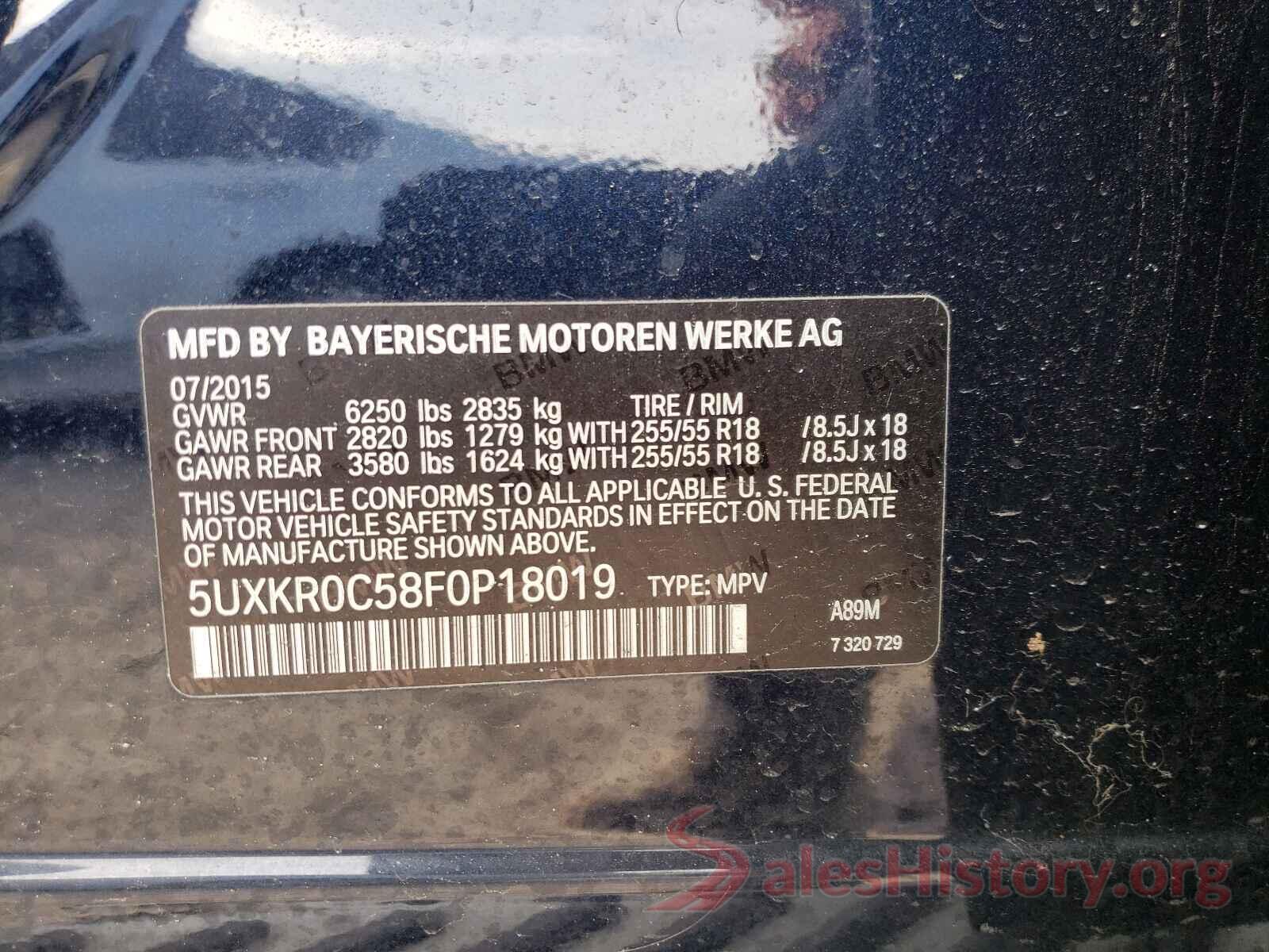 5UXKR0C58F0P18019 2015 BMW X5