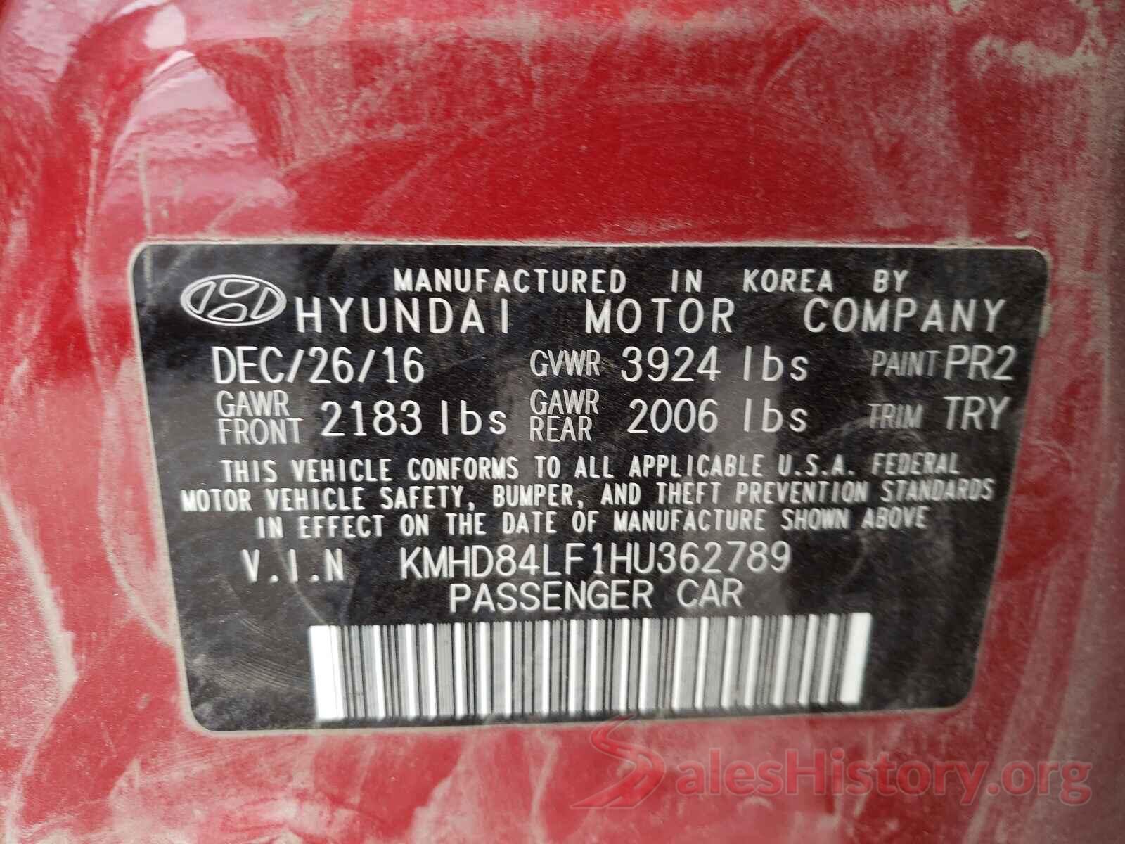 KMHD84LF1HU362789 2017 HYUNDAI ELANTRA