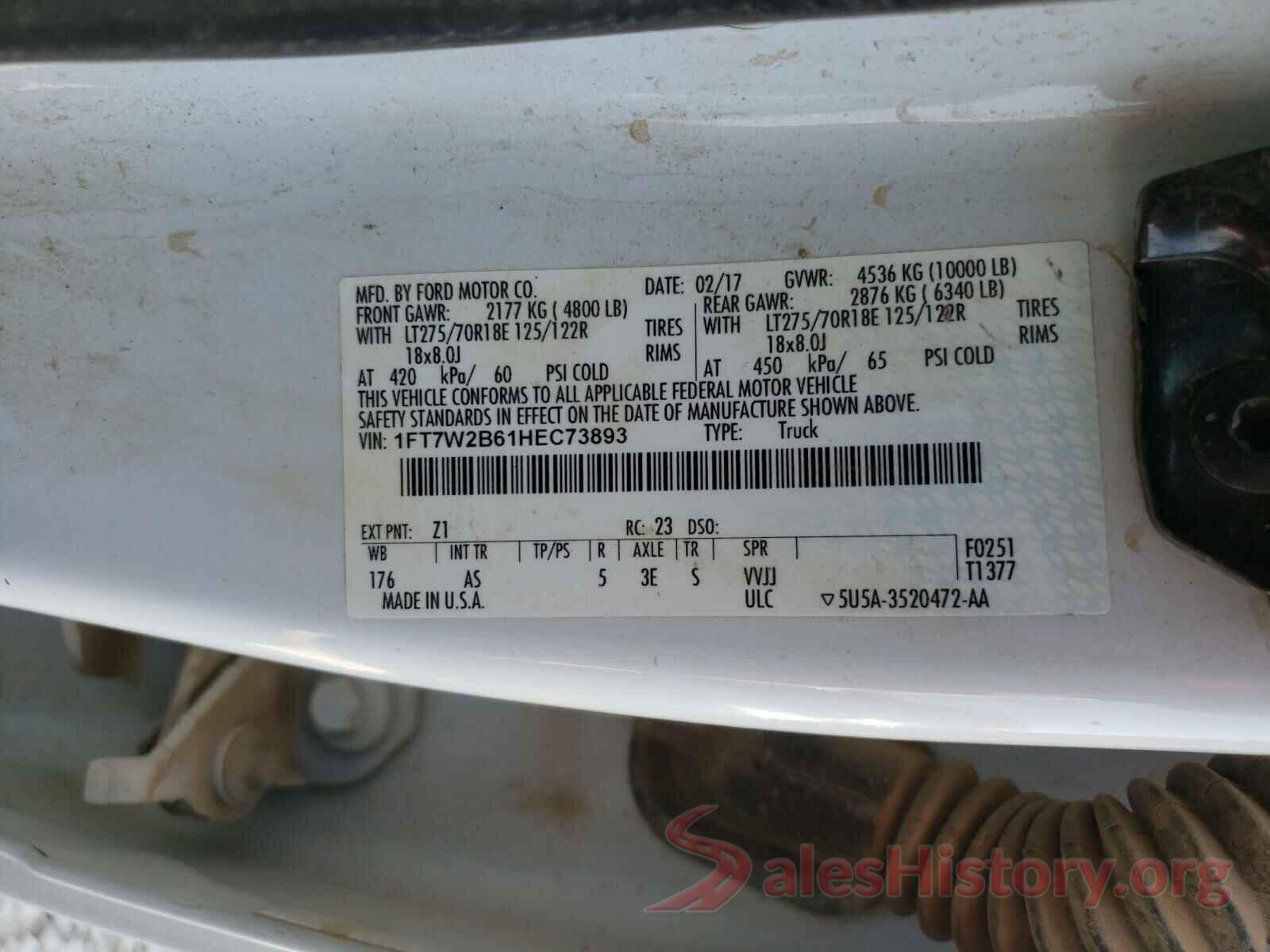 1FT7W2B61HEC73893 2017 FORD F250