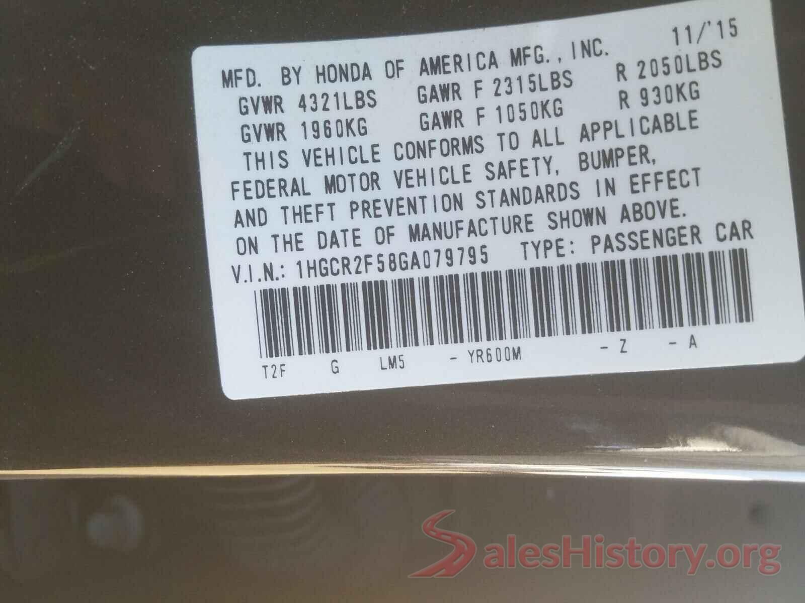 1HGCR2F58GA079795 2016 HONDA ACCORD