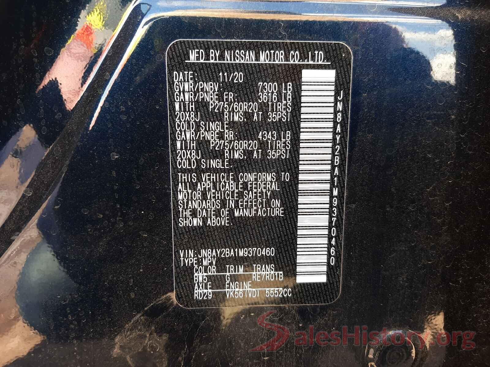 JN8AY2BA1M9370460 2021 NISSAN ARMADA