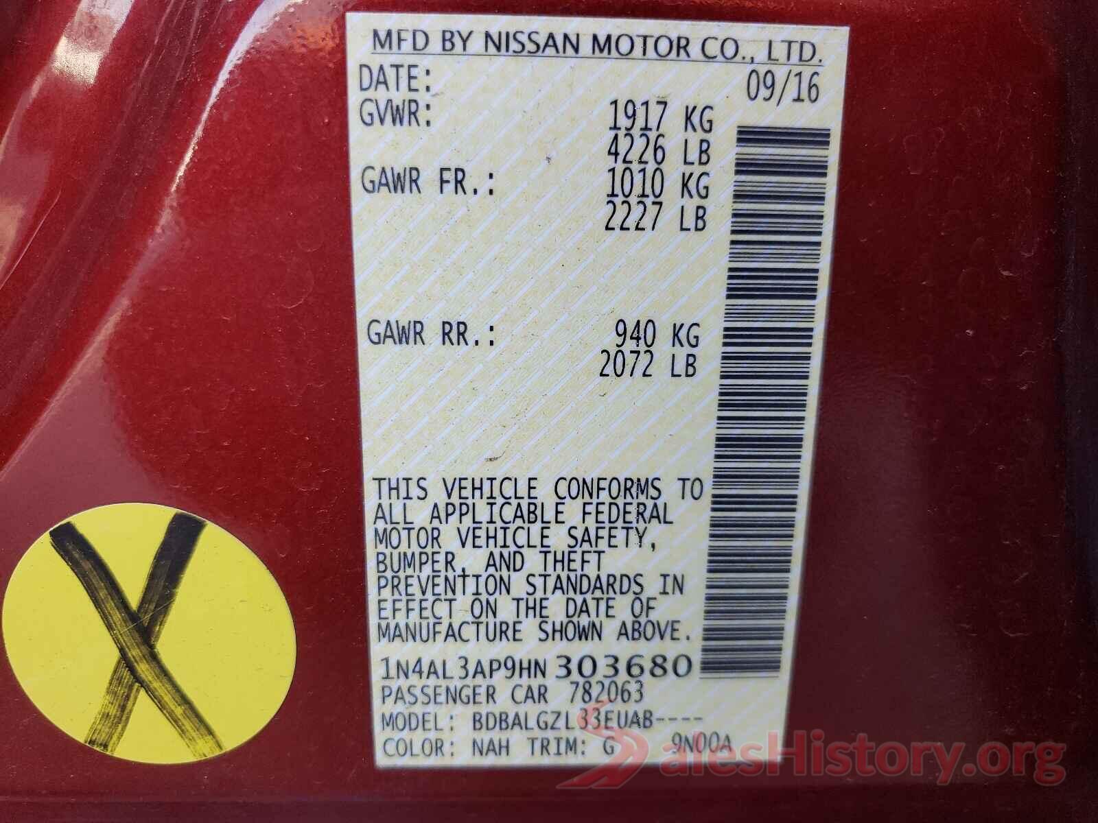 1N4AL3AP9HN303680 2017 NISSAN ALTIMA