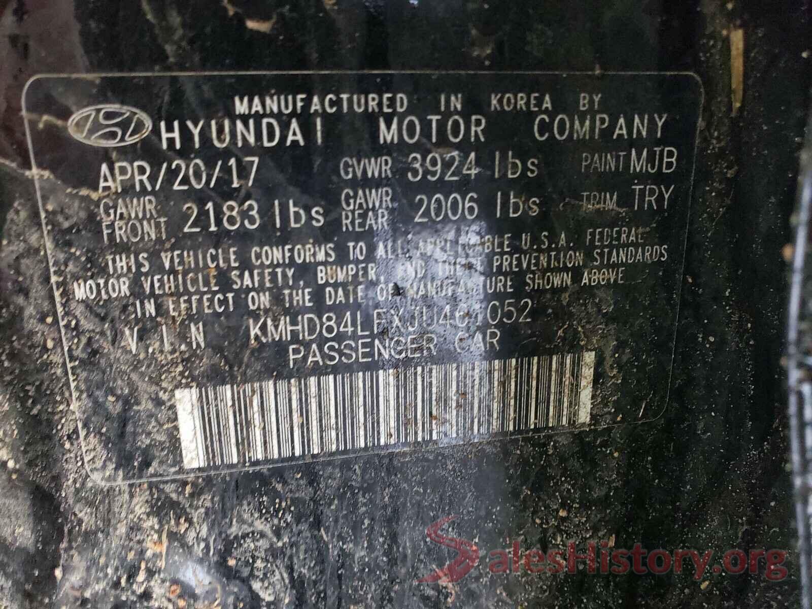 KMHD84LFXJU461052 2018 HYUNDAI ELANTRA