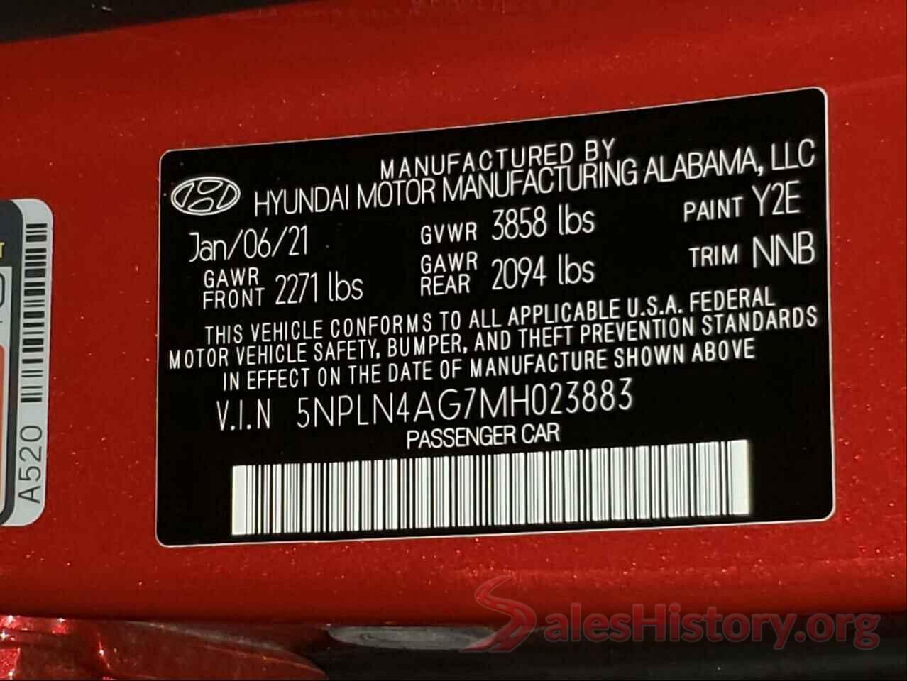 5NPLN4AG7MH023883 2021 HYUNDAI ELANTRA