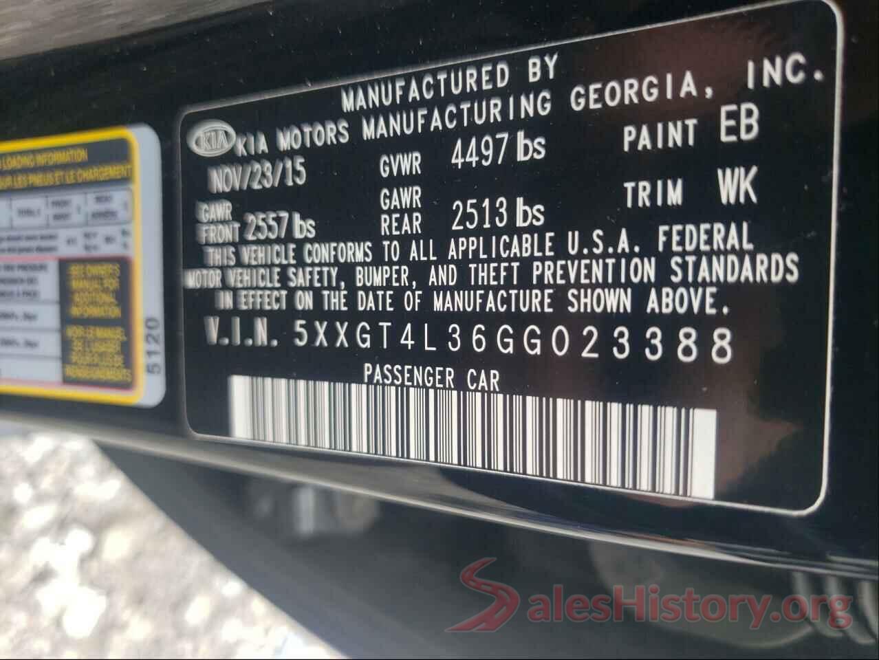 5XXGT4L36GG023388 2016 KIA OPTIMA