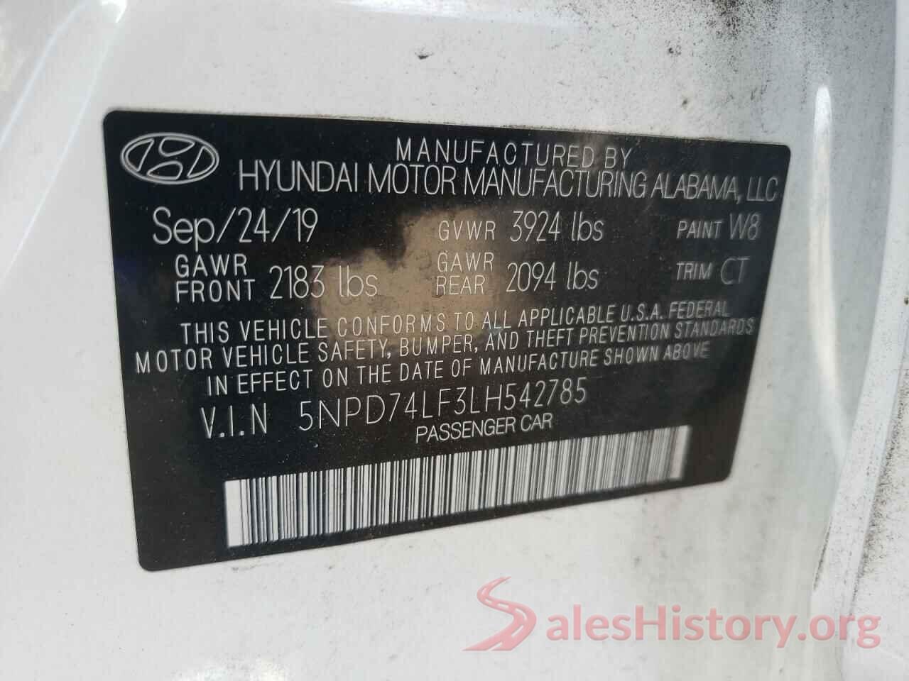 5NPD74LF3LH542785 2020 HYUNDAI ELANTRA