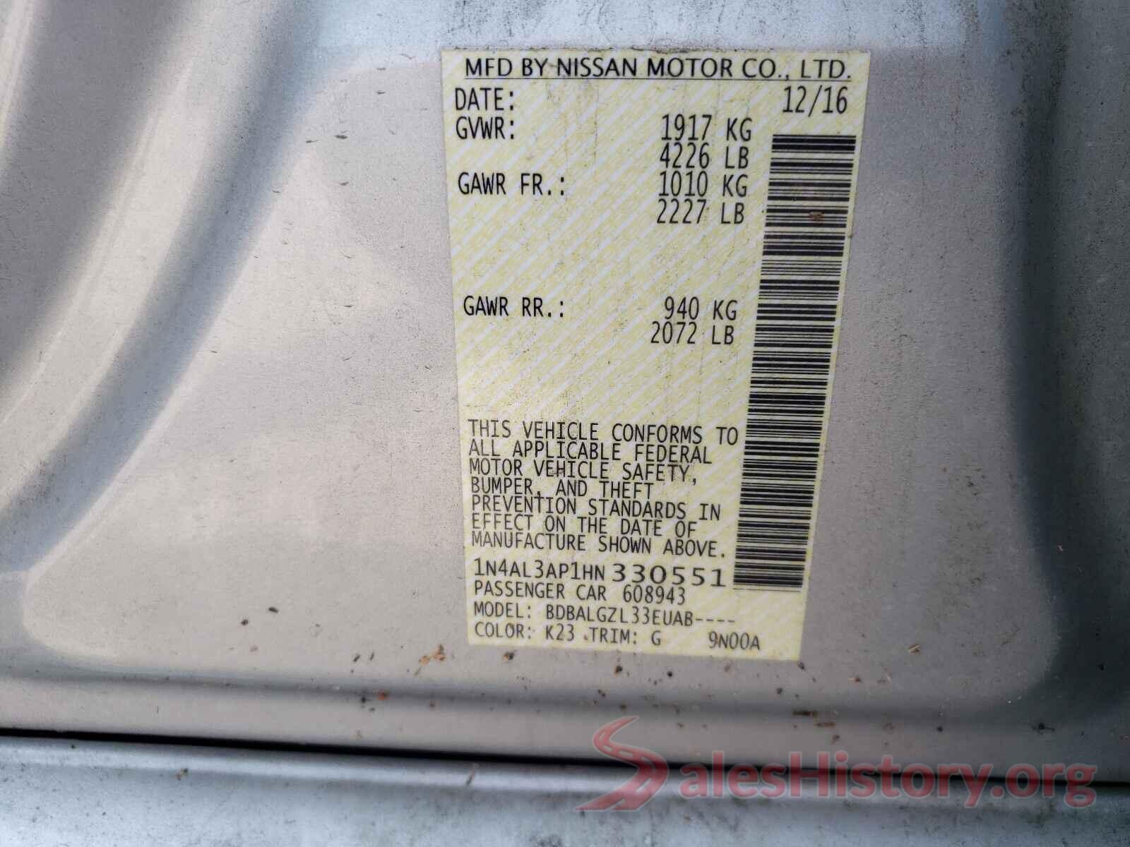 1N4AL3AP1HN330551 2017 NISSAN ALTIMA