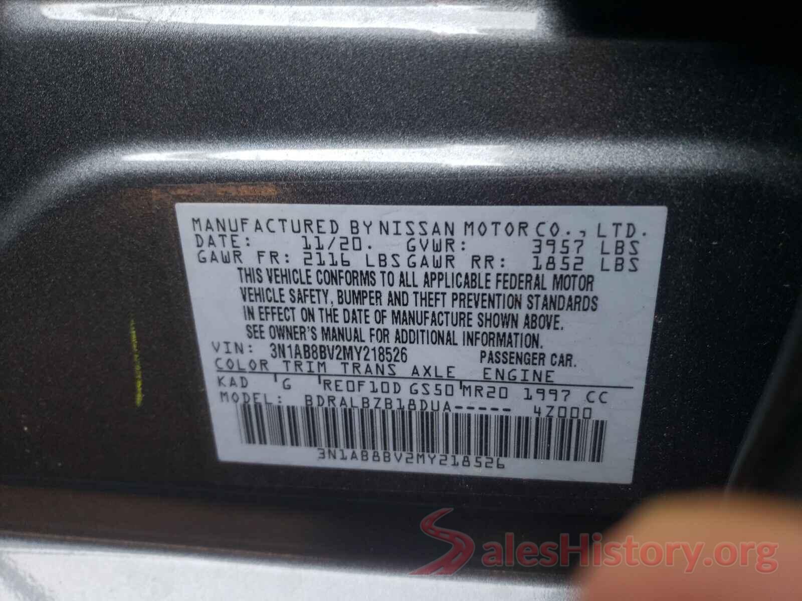 3N1AB8BV2MY218526 2021 NISSAN SENTRA