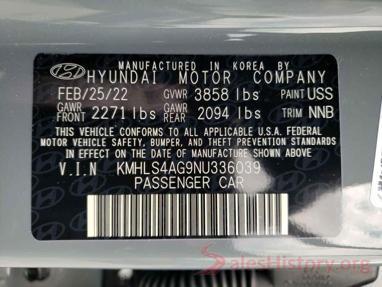 KMHLS4AG9NU336039 2022 HYUNDAI ELANTRA