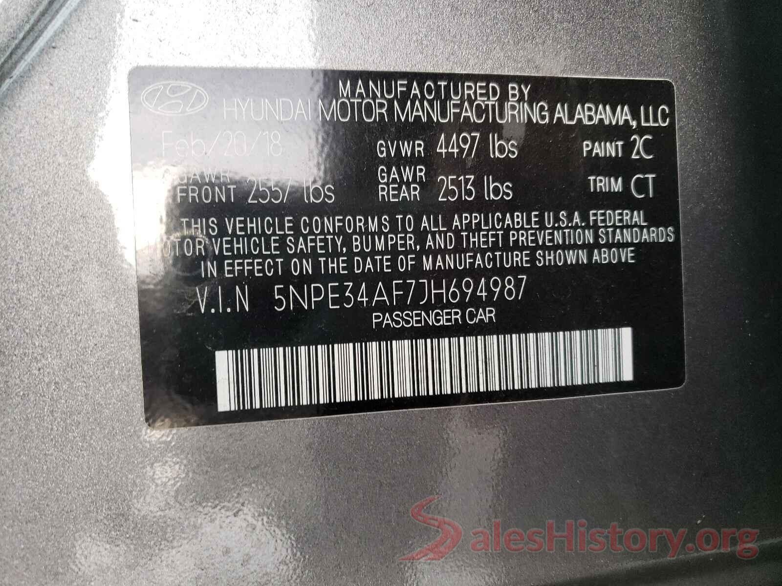 5NPE34AF7JH694987 2018 HYUNDAI SONATA